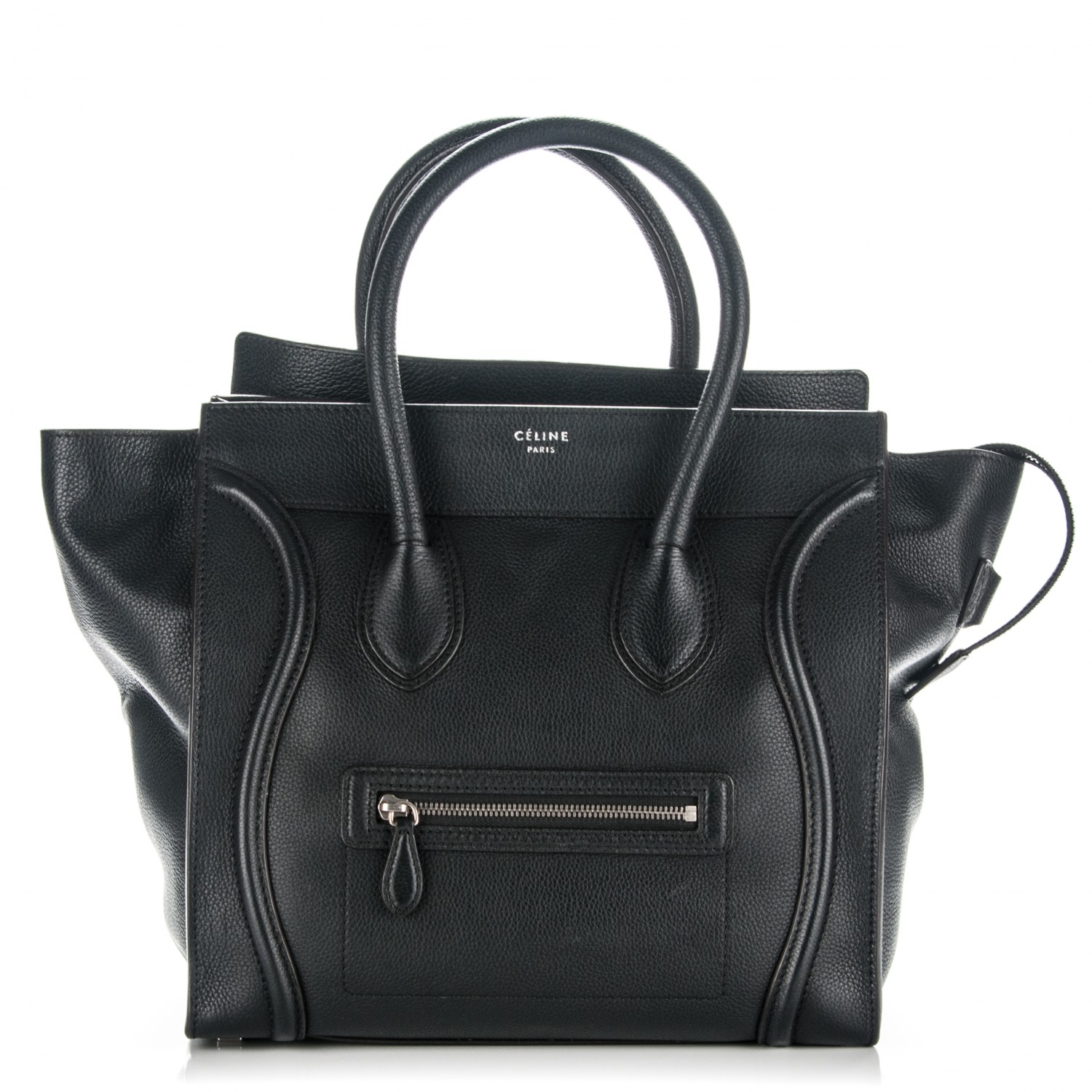 celine drummed calfskin mini luggage black