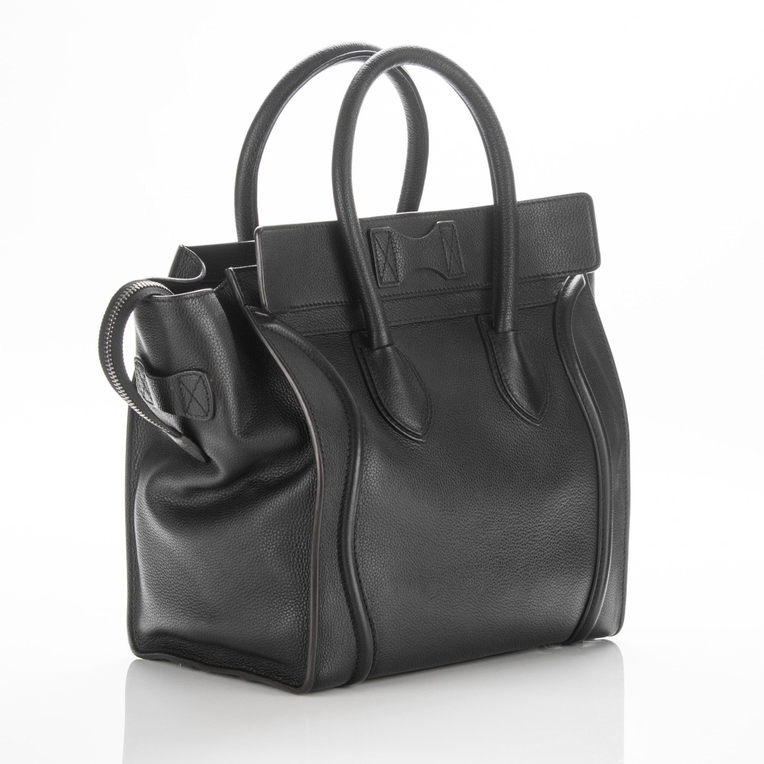 celine drummed calfskin mini luggage black