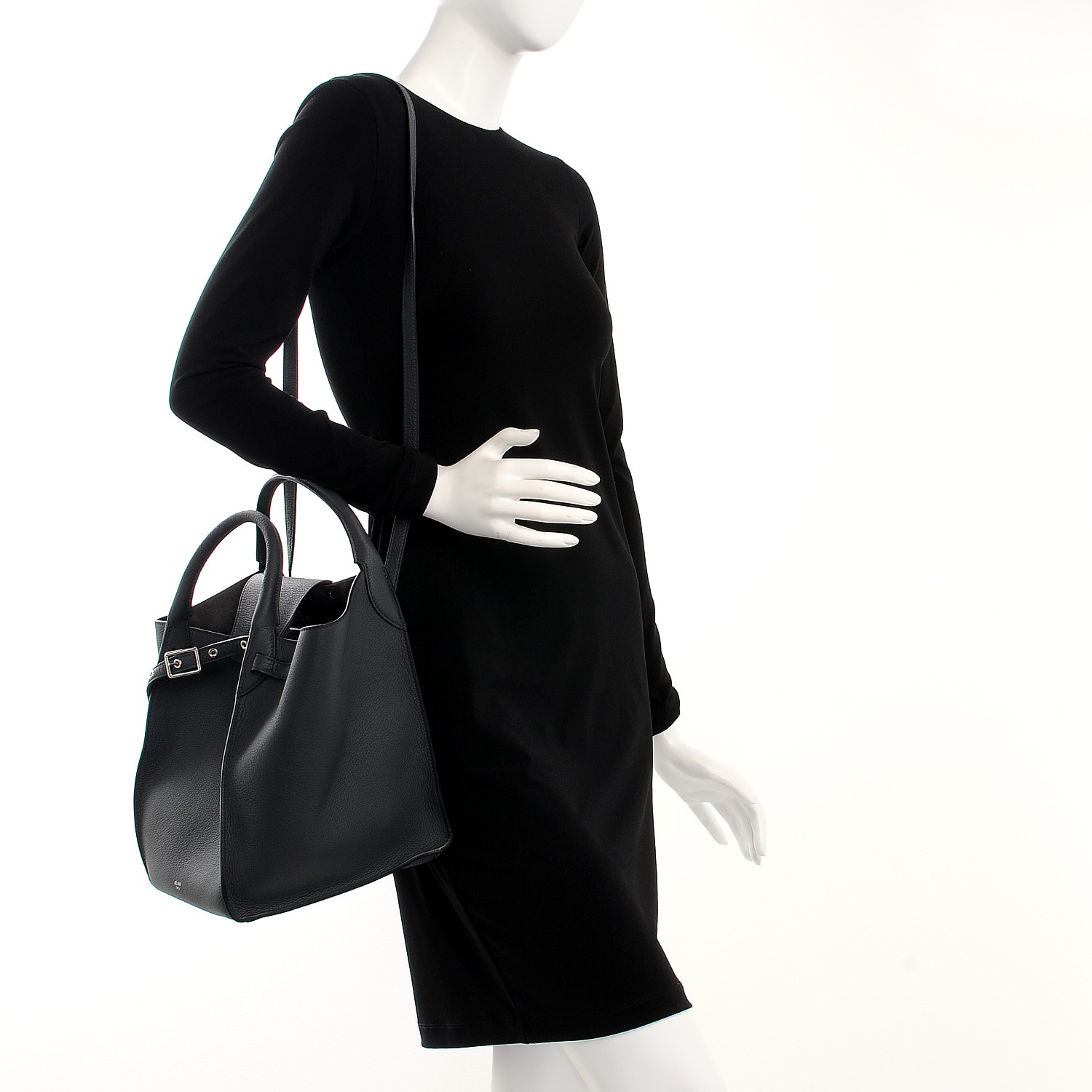 small big bag with long strap in supple grained calfskin