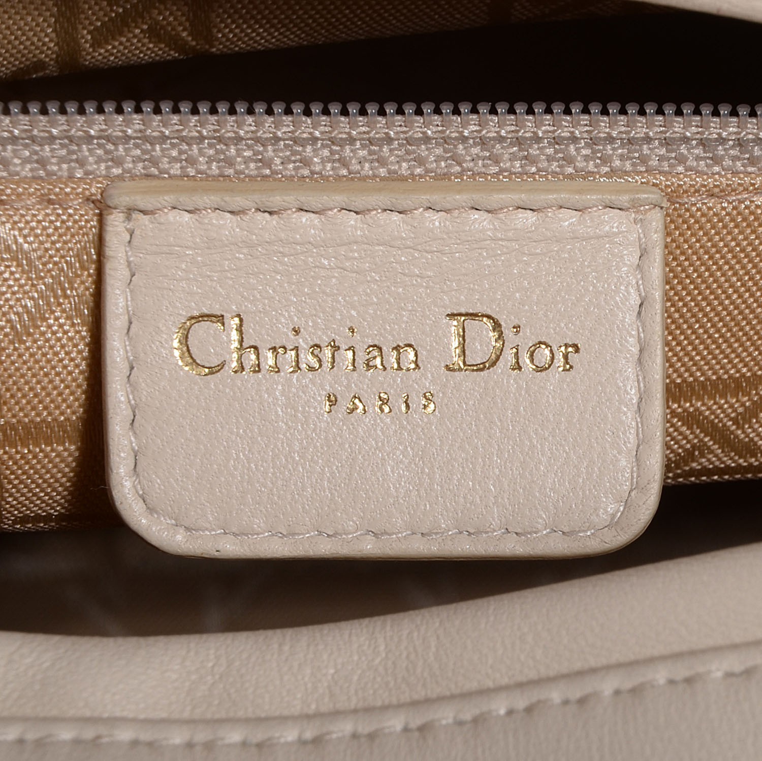 CHRISTIAN DIOR Lambskin Cannage Large Lady Dior Beige 91964