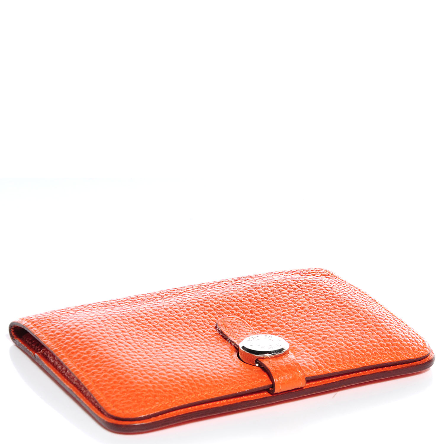 HERMES Togo Dogon Compact Wallet Orange 88055