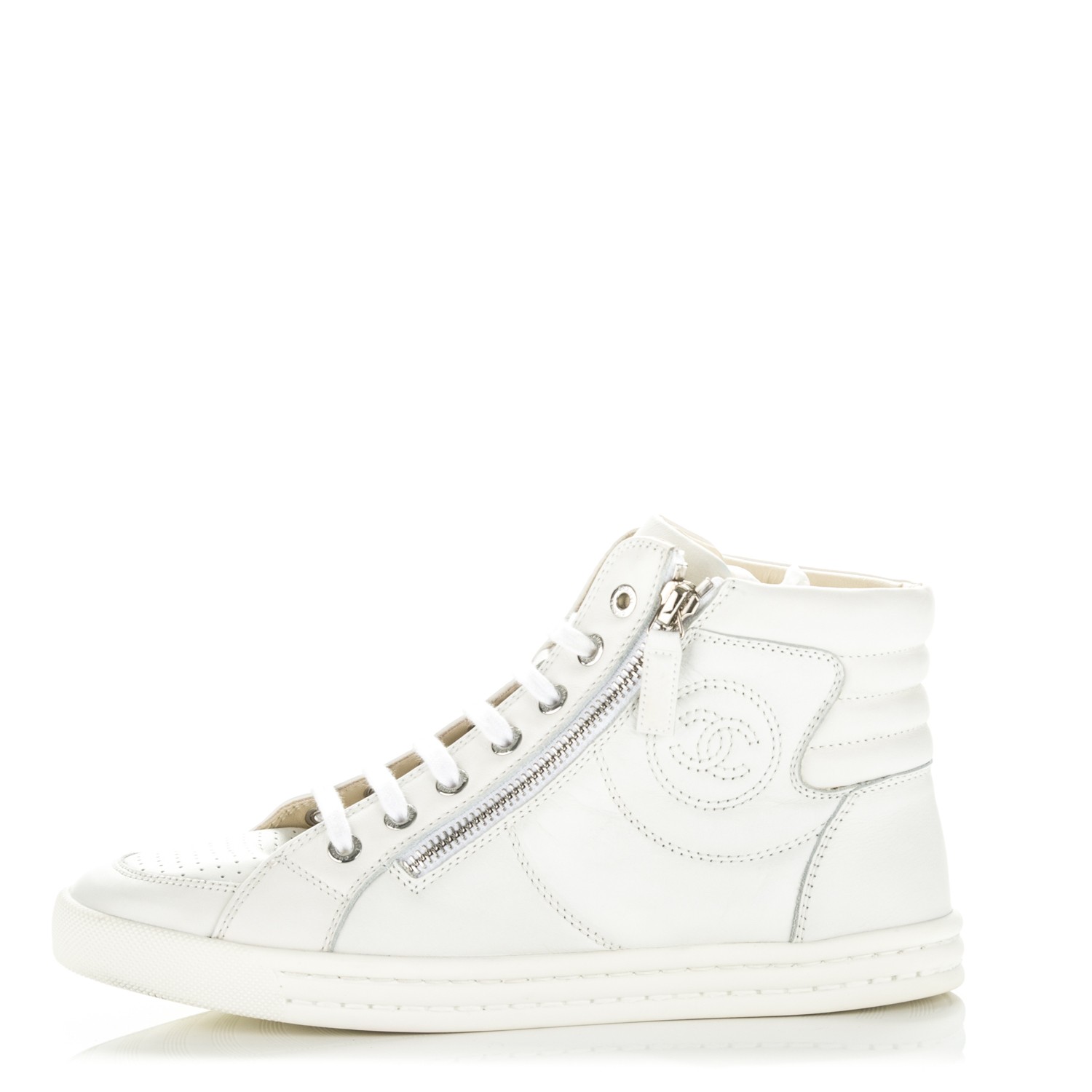 chanel white high top sneakers