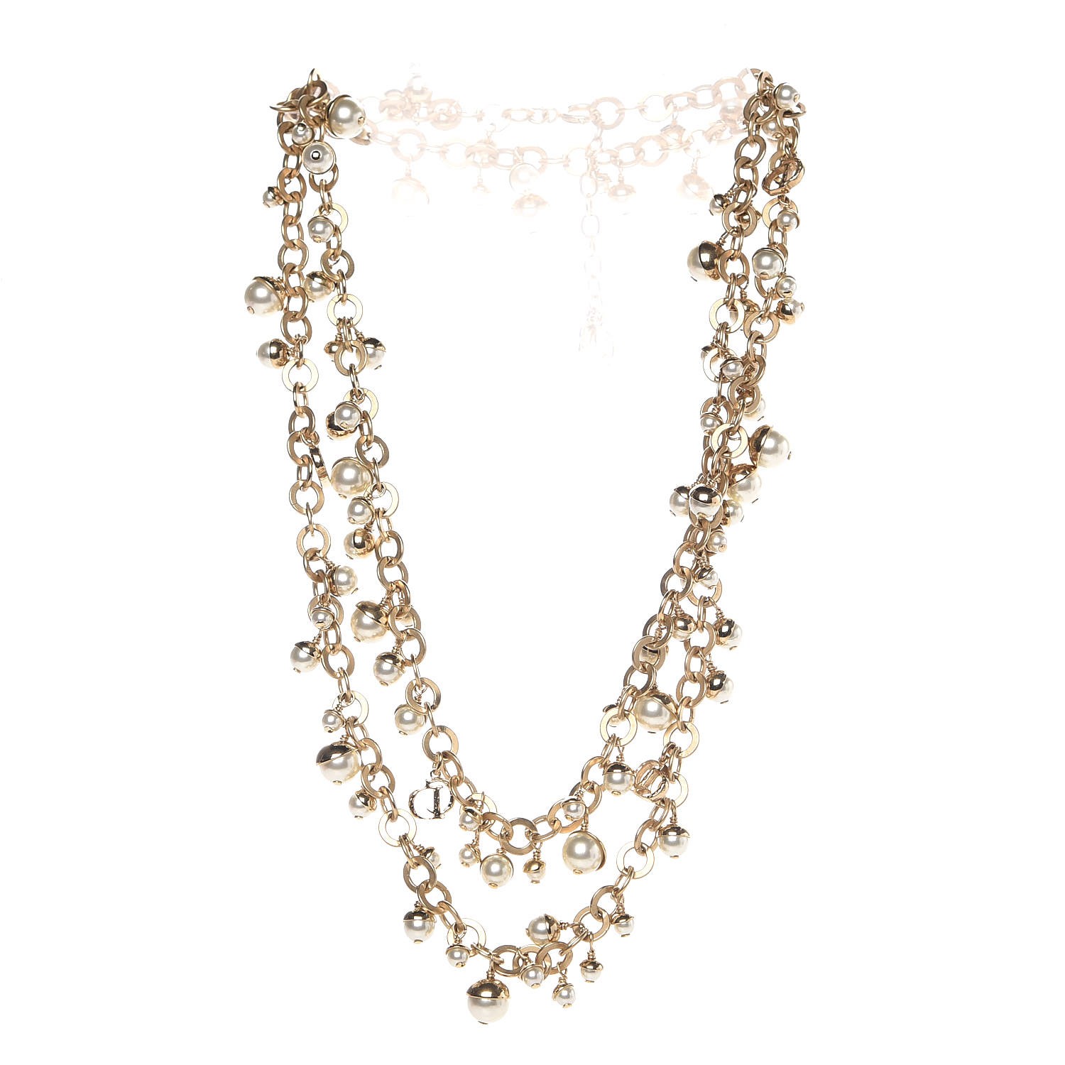 CHRISTIAN DIOR Pearl Mise en Dior Long Necklace Gold 311251