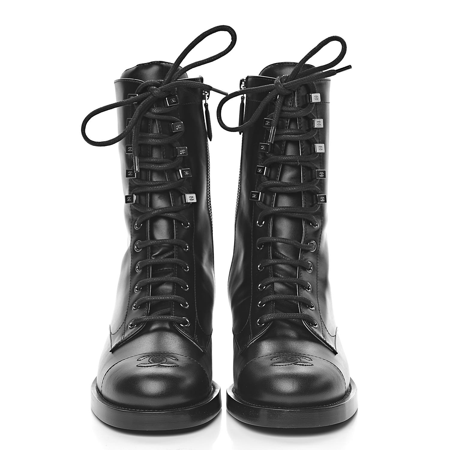 chanel boots combat calfskin cc fashionphile