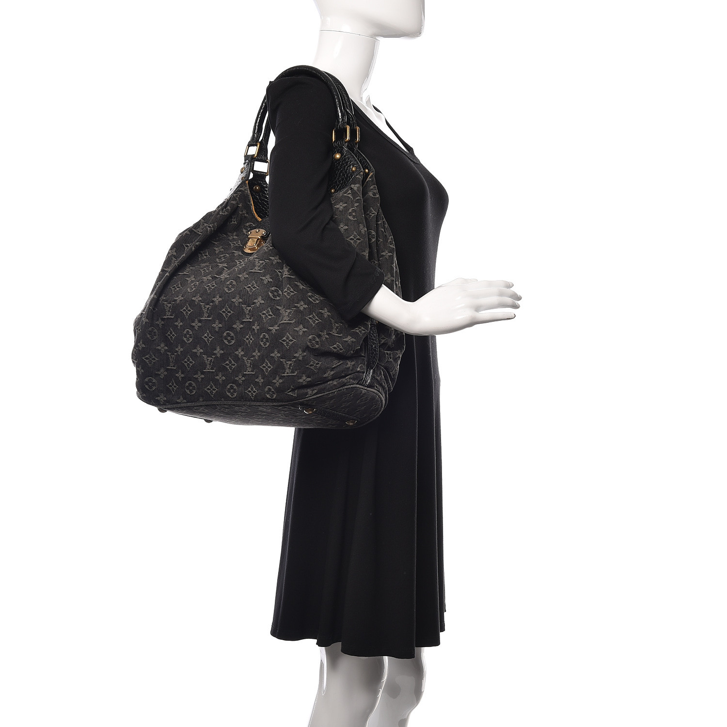 Louis Vuitton Black Monogram Denim Mahina Extra Small