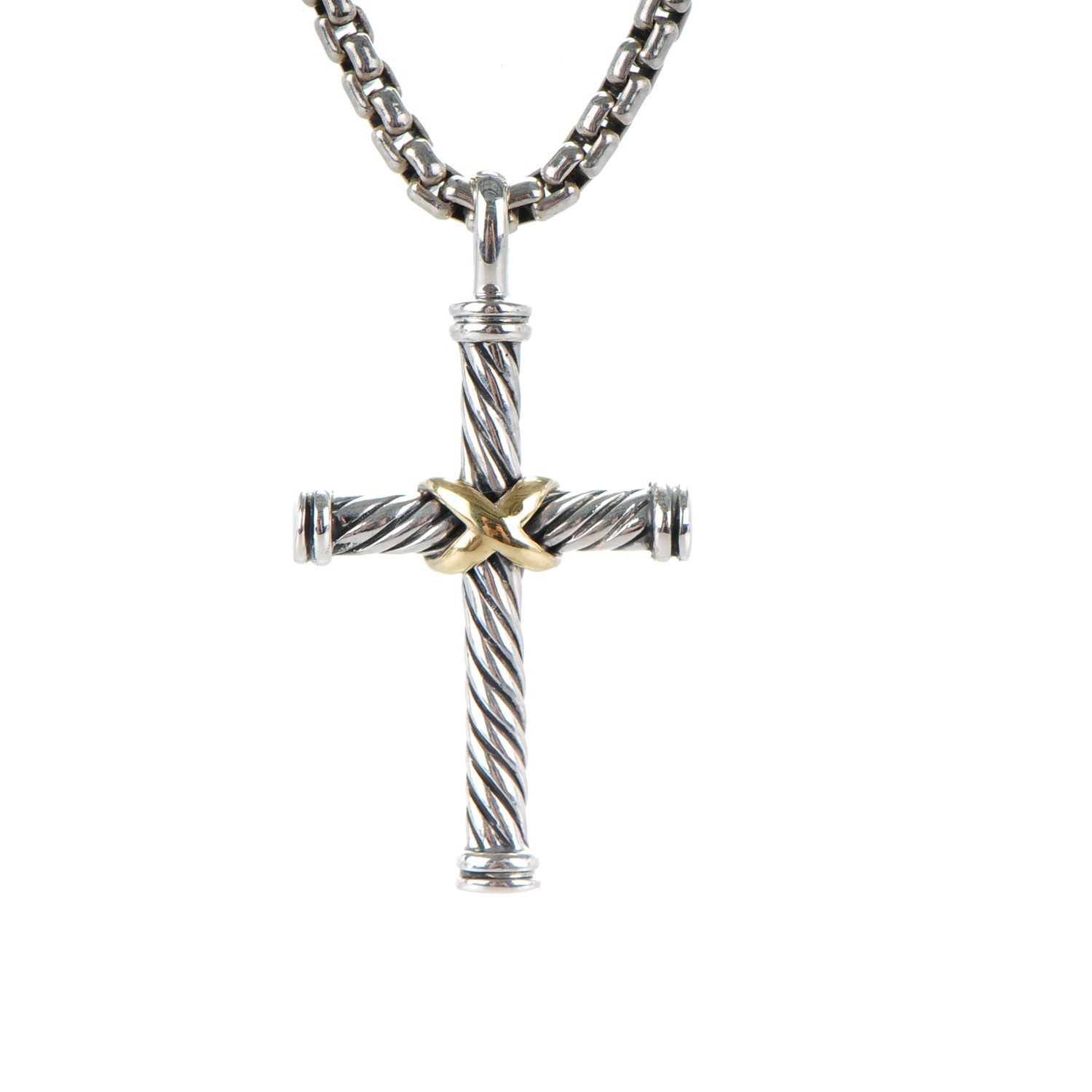 DAVID YURMAN Sterling Silver 18K Gold 29mm X Cross Necklace 165144   Ede853cd8c5c9c76122dd3ab090c688e 