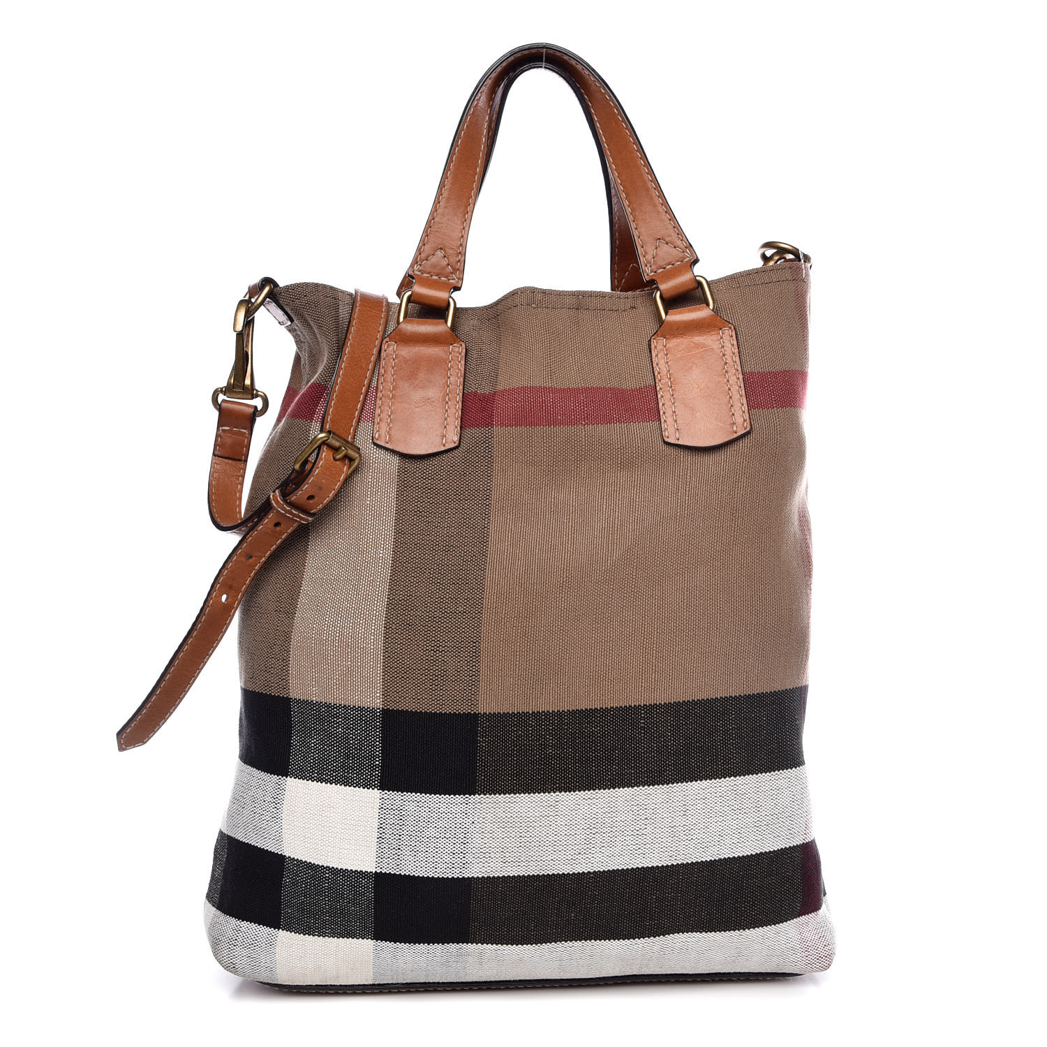 burberry large canvas check tote bag