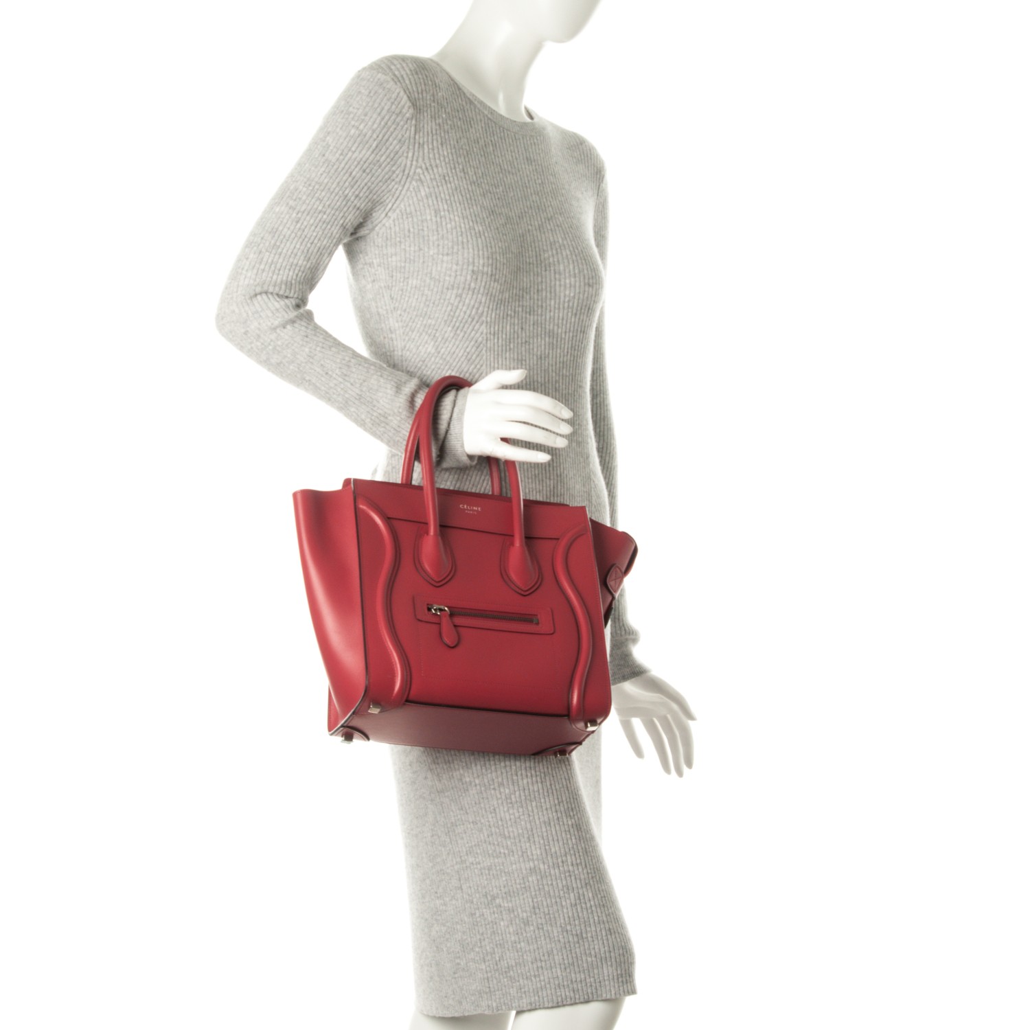 celine micro luggage red