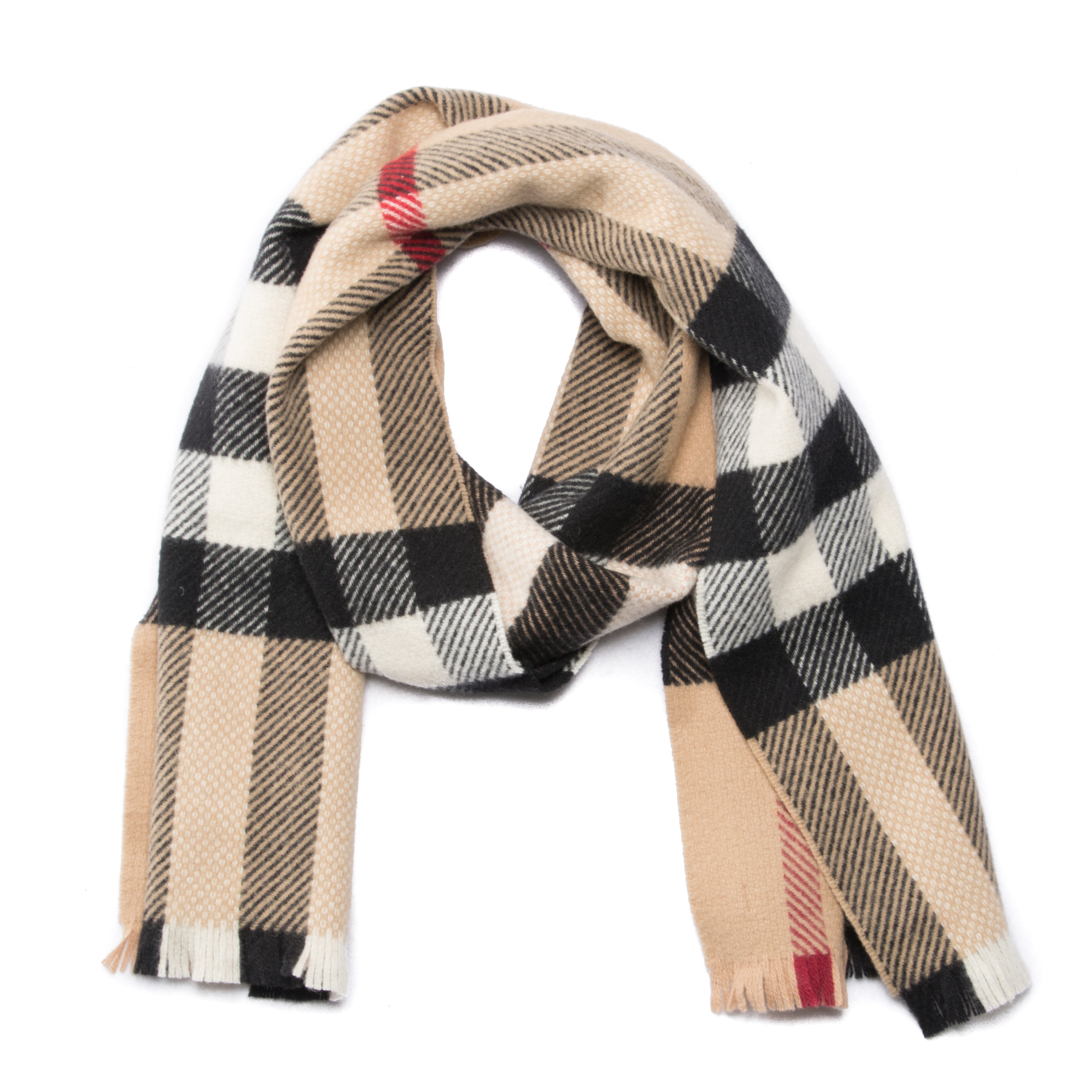 BURBERRY Merino Wool Giant Check Scarf Camel 174766 | FASHIONPHILE