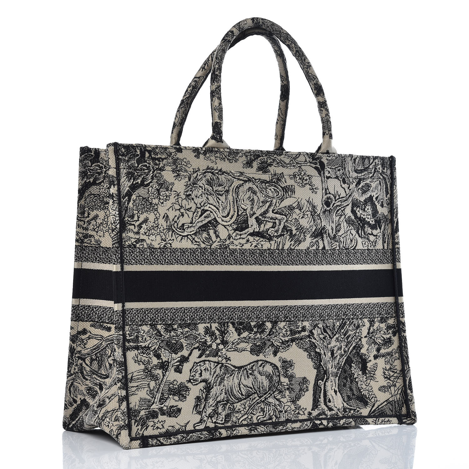 CHRISTIAN DIOR Embroidered Toile De Jouy Canvas Book Tote Blue 358476