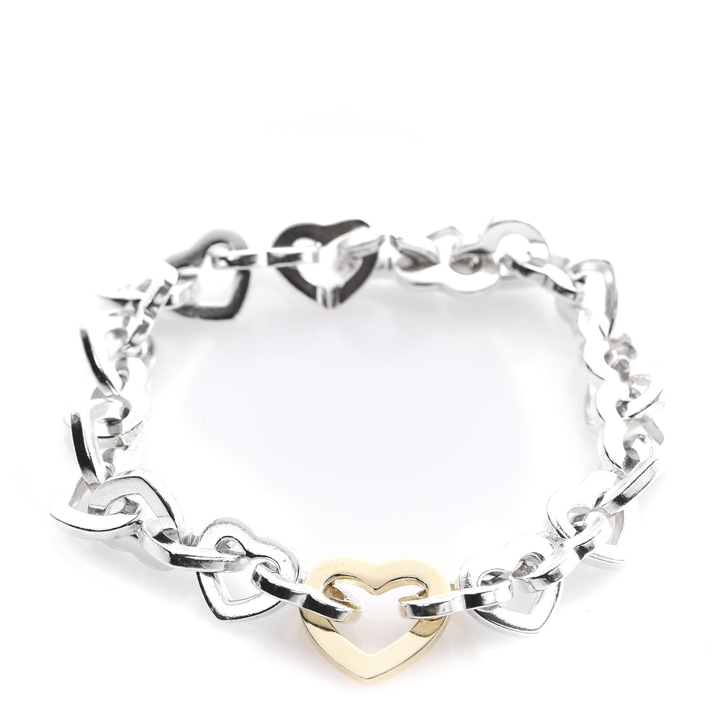 TIFFANY Sterling Silver 18K Yellow Gold Heart Links Bracelet 589184 ...