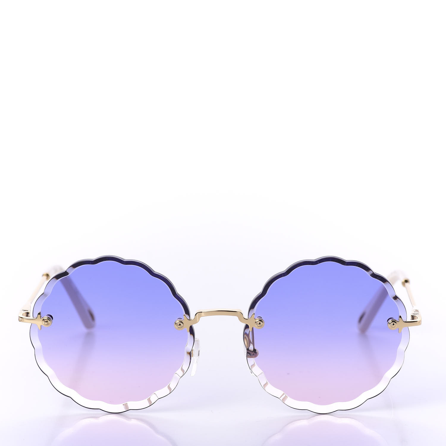 Chloe Round Scalloped Rosie Sunglasses Ce142s Gold Gradient Pink 597960 Fashionphile 3355