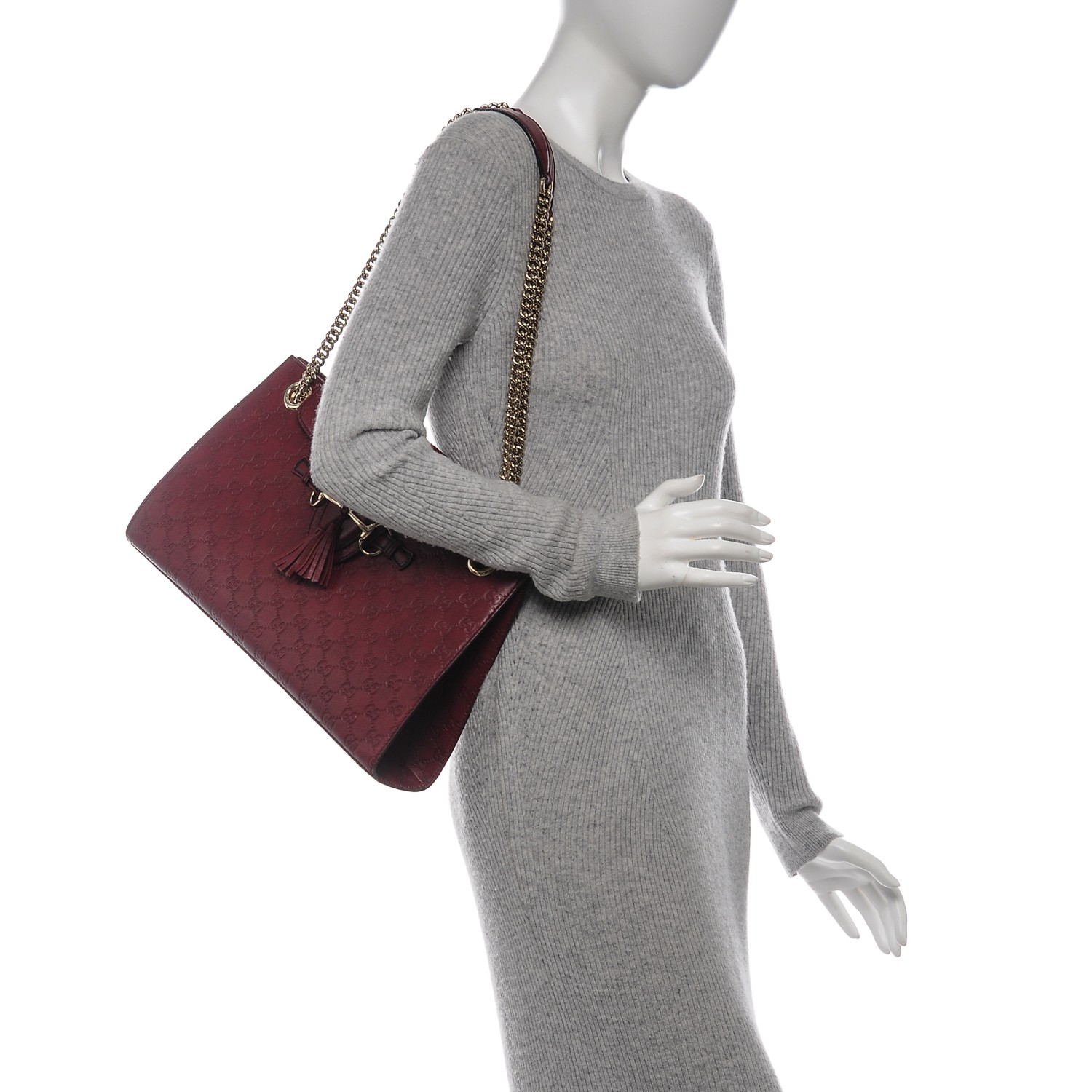 GUCCI Guccissima Large Emily Chain Shoulder Bag Ruby Red 195589 ...