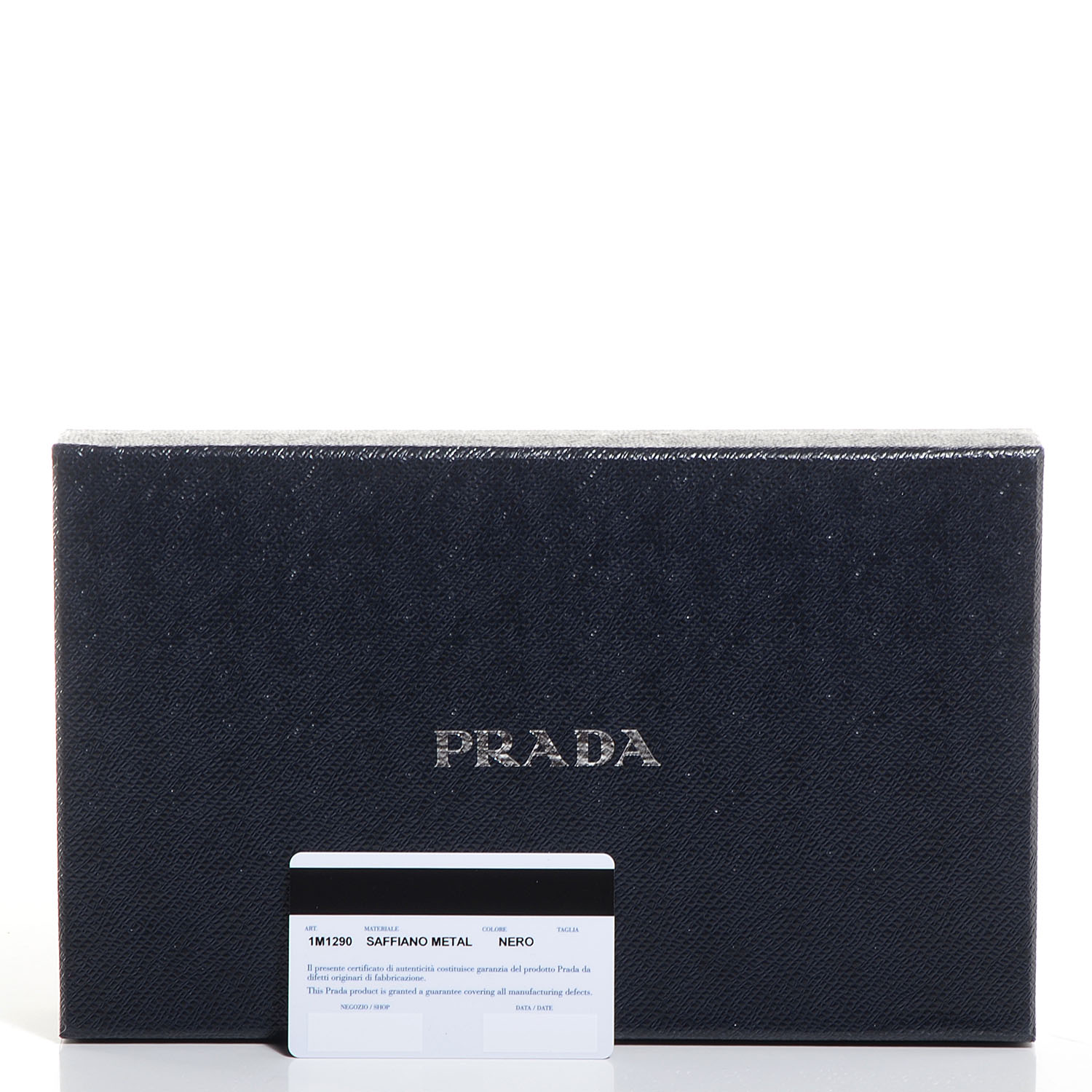 PRADA Saffiano Metal Oro Chain Wallet Nero Black 90073