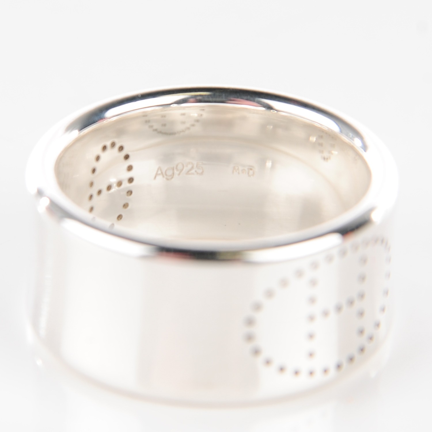 HERMES Sterling Silver GM Eclipse Ruban Ring 59 8.75 114562