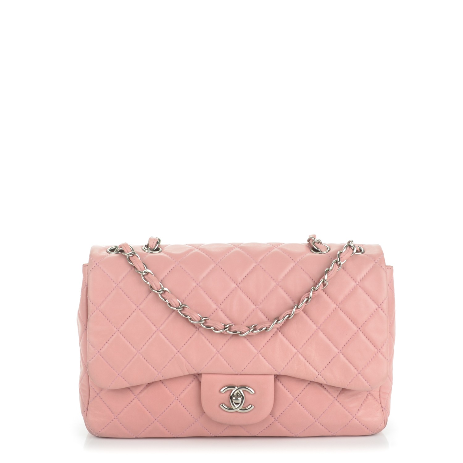 CHANEL Lambskin Quilted Jumbo Single Flap Light Pink 170185