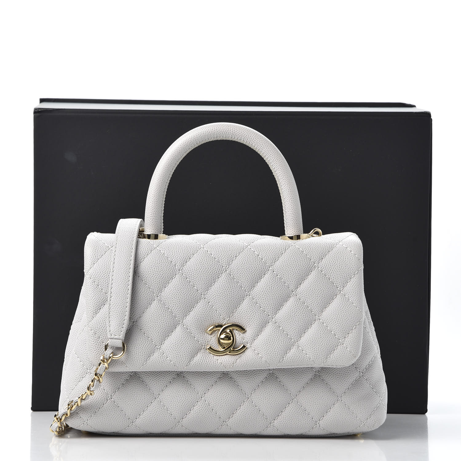 chanel coco handle light grey