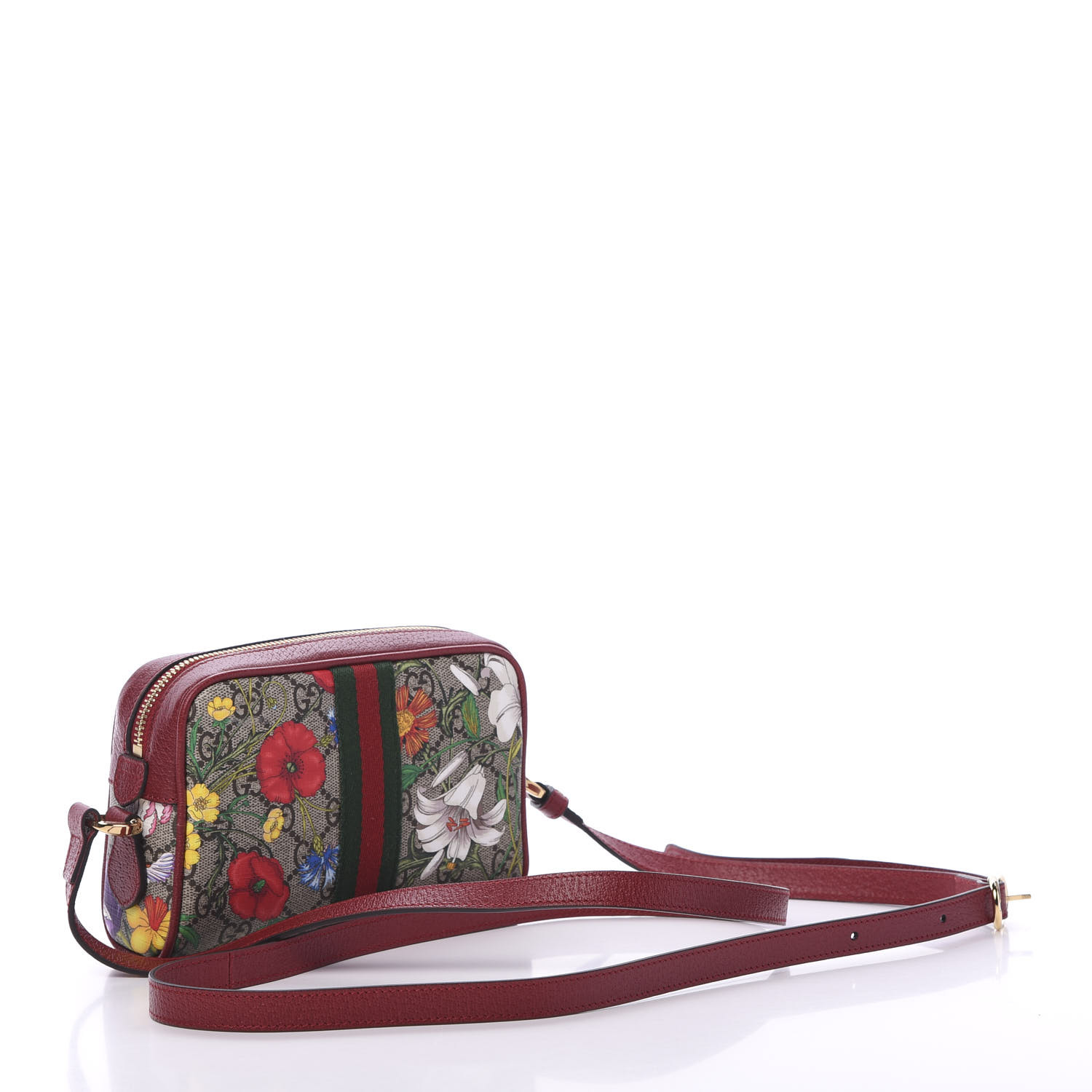 gucci ophidia gg flora mini bag in red