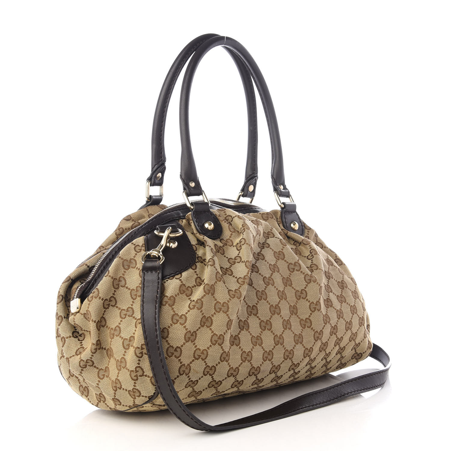 GUCCI Monogram Medium Sukey Boston Bag Brown 571027