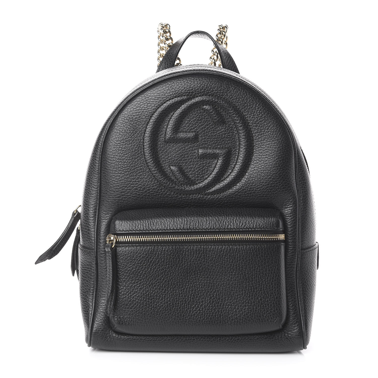 GUCCI Pebbled Calfskin Soho Chain Backpack Black 582198