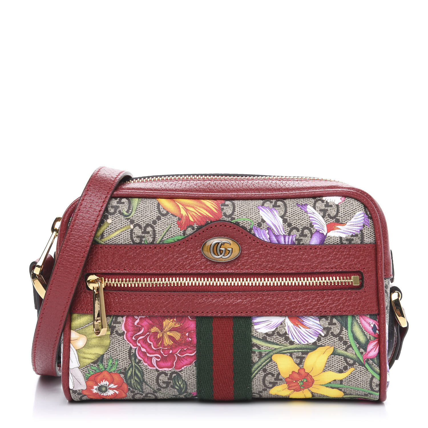 Gucci Gg Supreme Monogram Large Flora Web Ophidia Tote Bag Red | SEMA ...