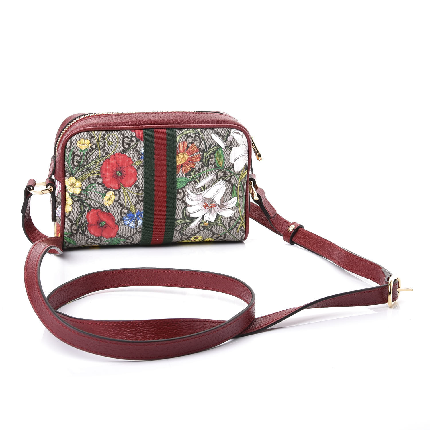 gucci ophidia gg flora mini bag in red