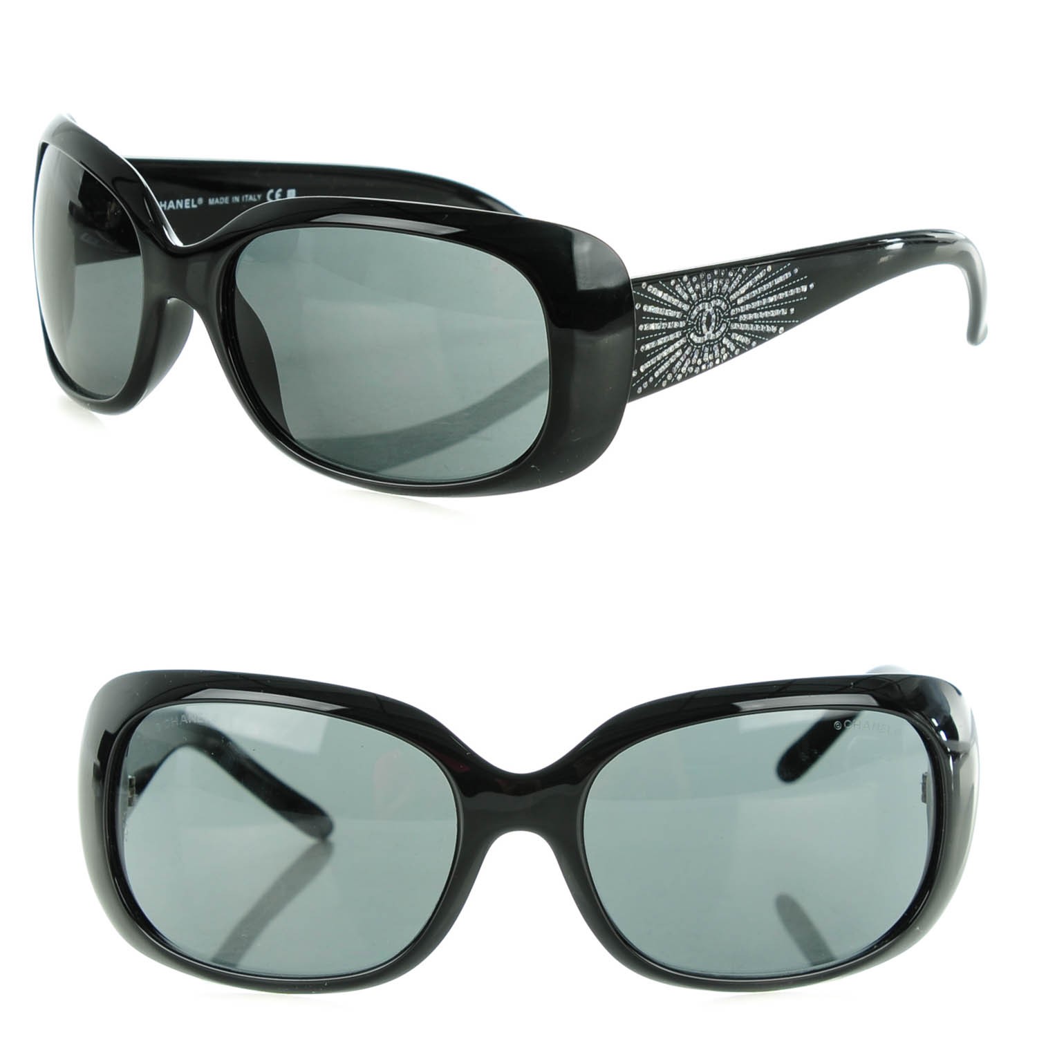 CHANEL Crystal CC Logo Sunglasses 6026-B Black 137099