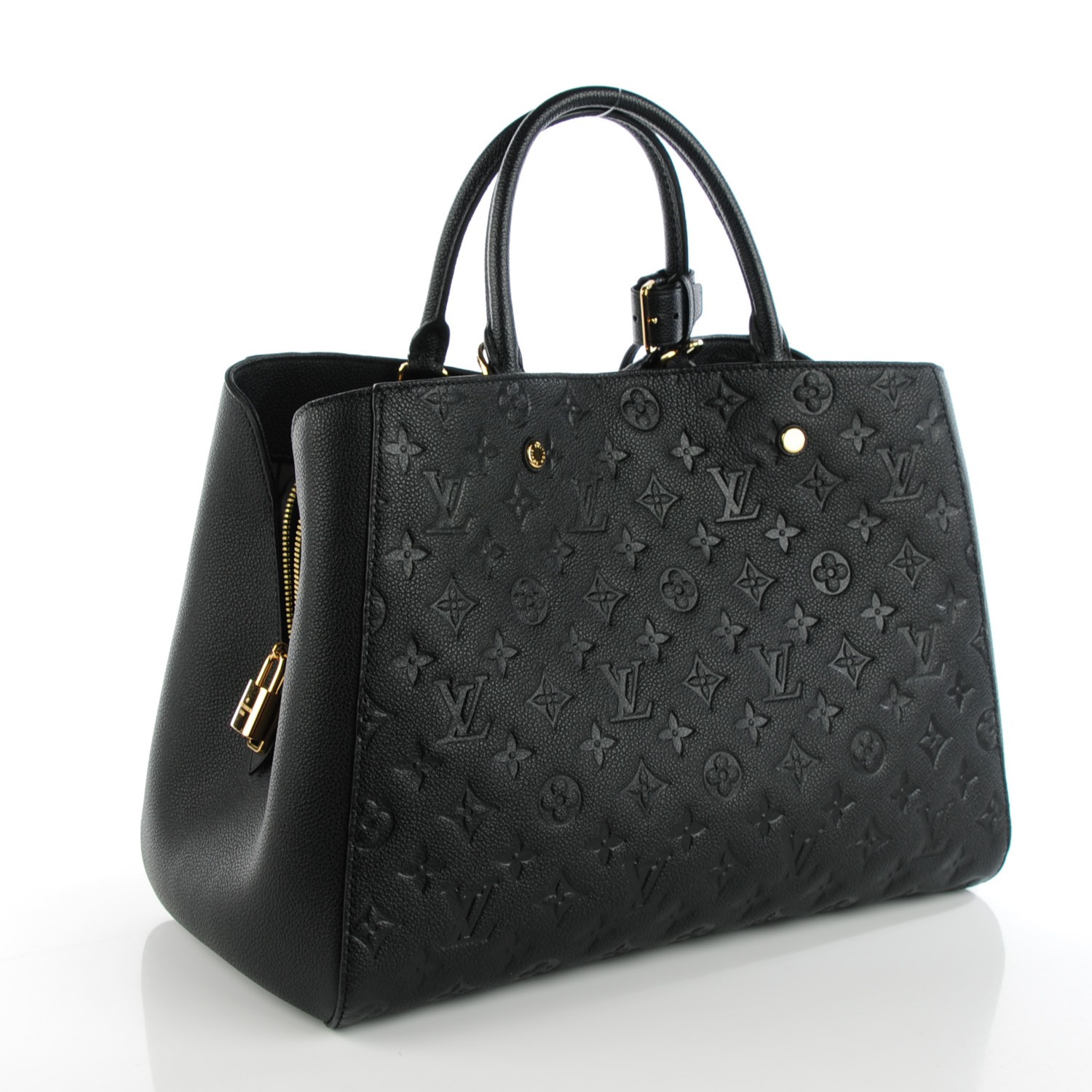 louis vuitton black monogram empreinte montaigne gm bag