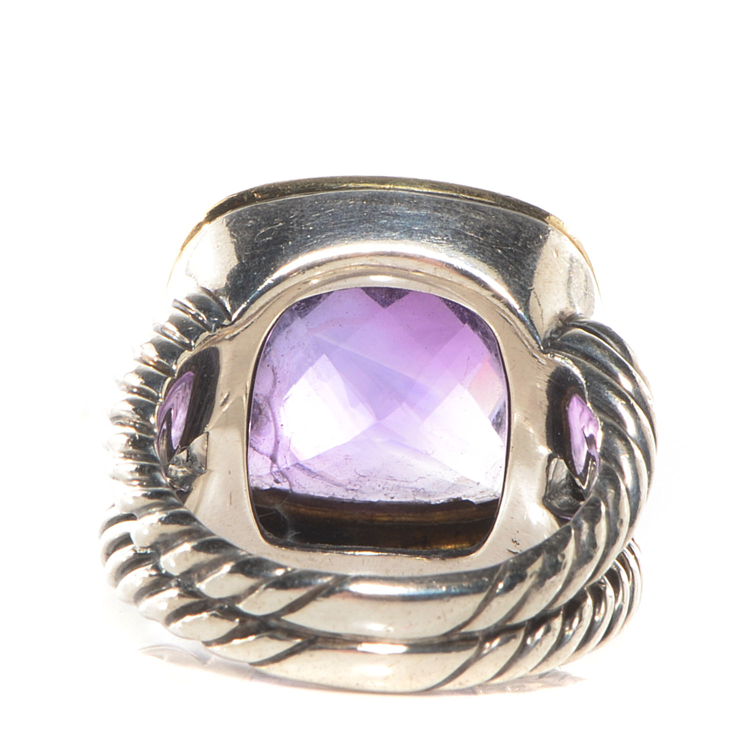 DAVID YURMAN Sterling Silver 18K Yellow Gold 17mm Amethyst Albion Ring ...