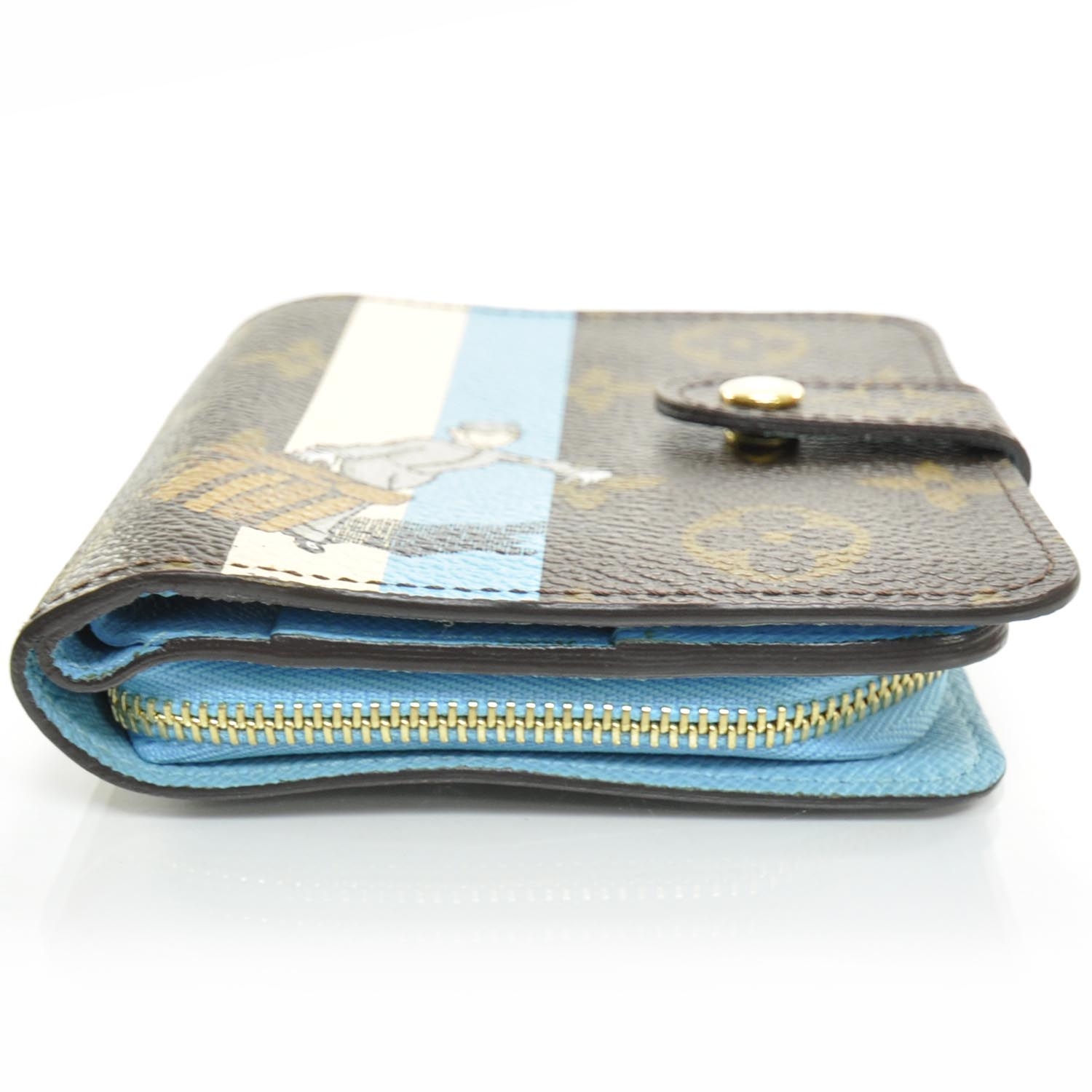 Louis Vuitton Monogram Groom Compact Zip Wallet Blue 26194 5317