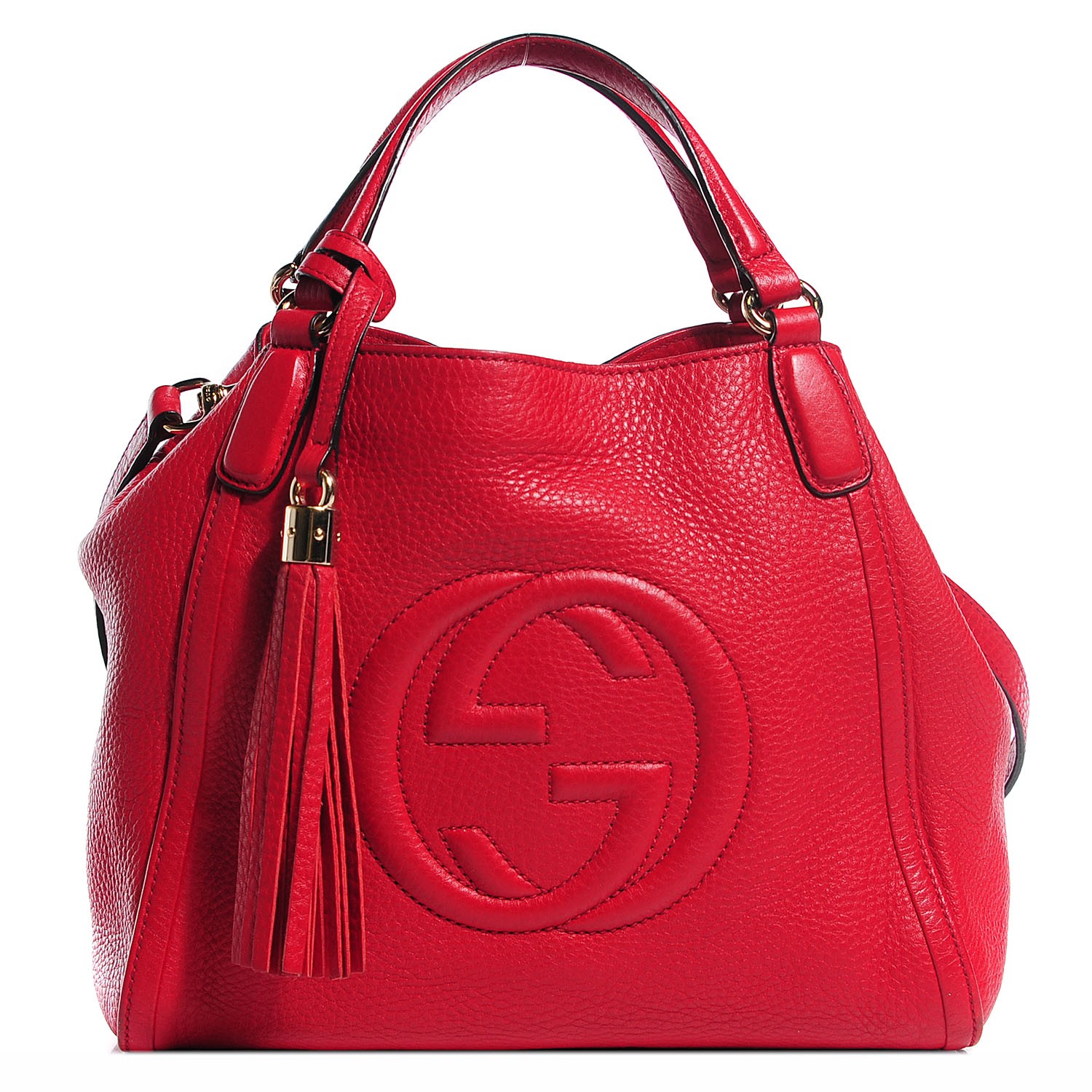 GUCCI Pebbled Calfskin Small Soho Shoulder Bag Red 109273 | FASHIONPHILE