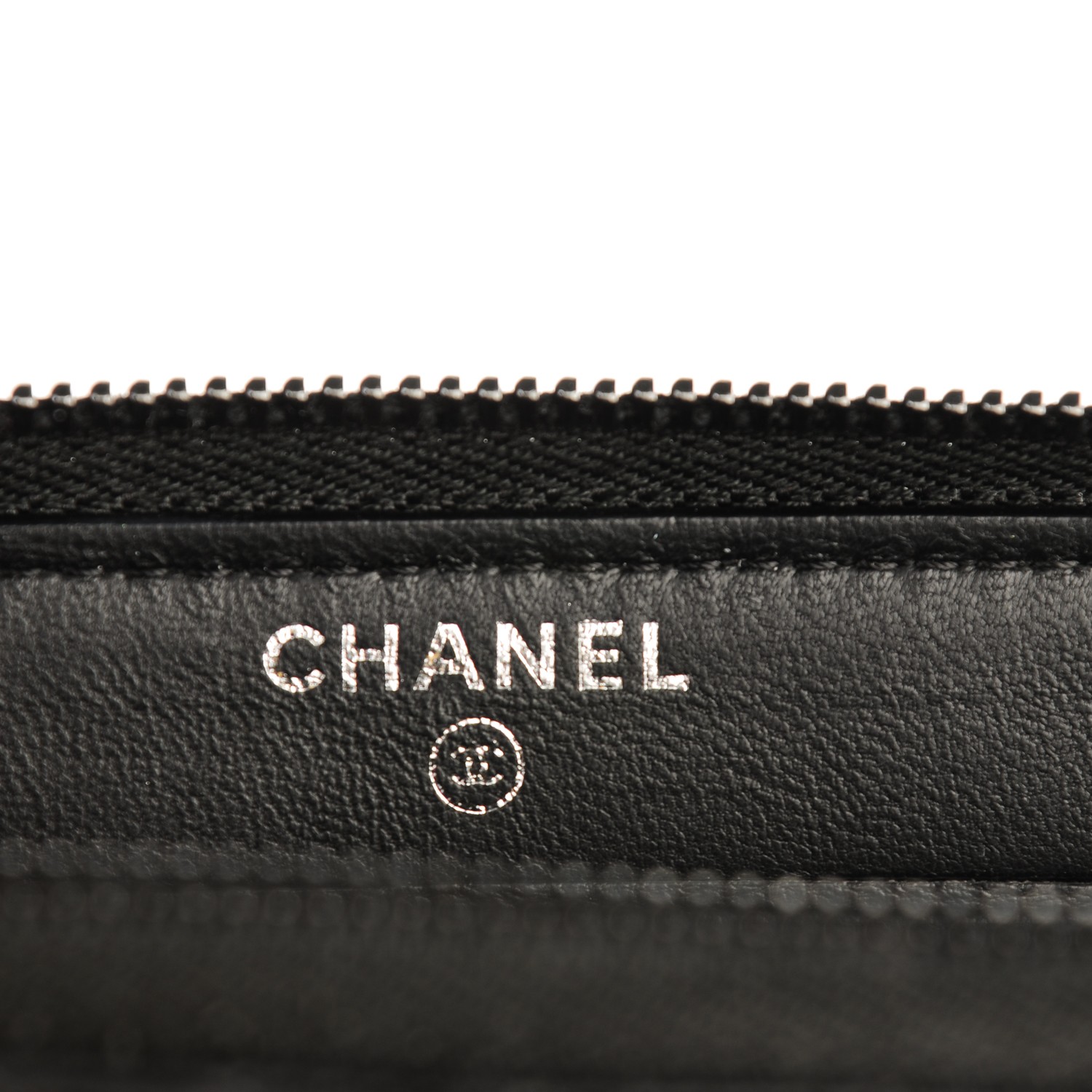 Chanel Lambskin Chevron Quilted Small Zip Around Wallet So Black 159528