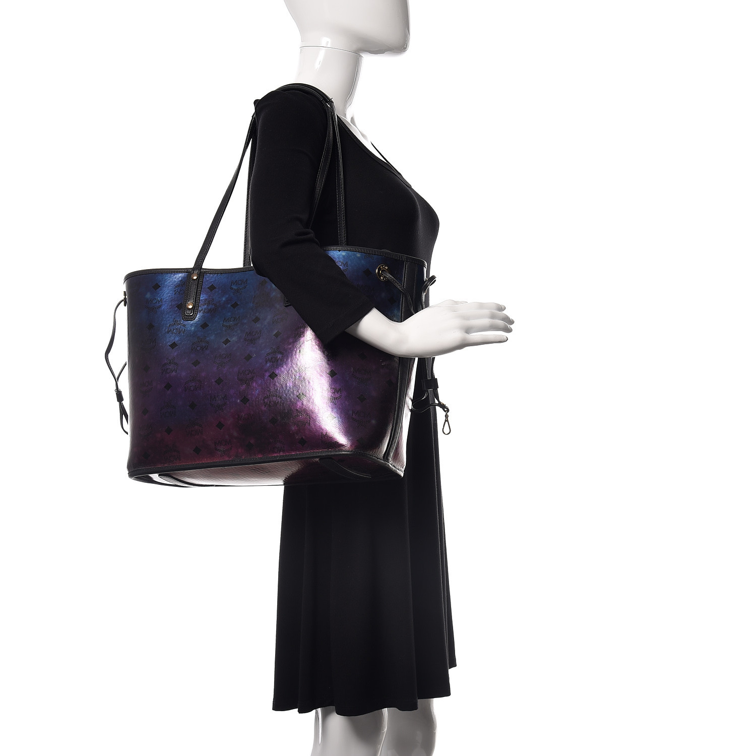 mcm iridescent medium shopper tote