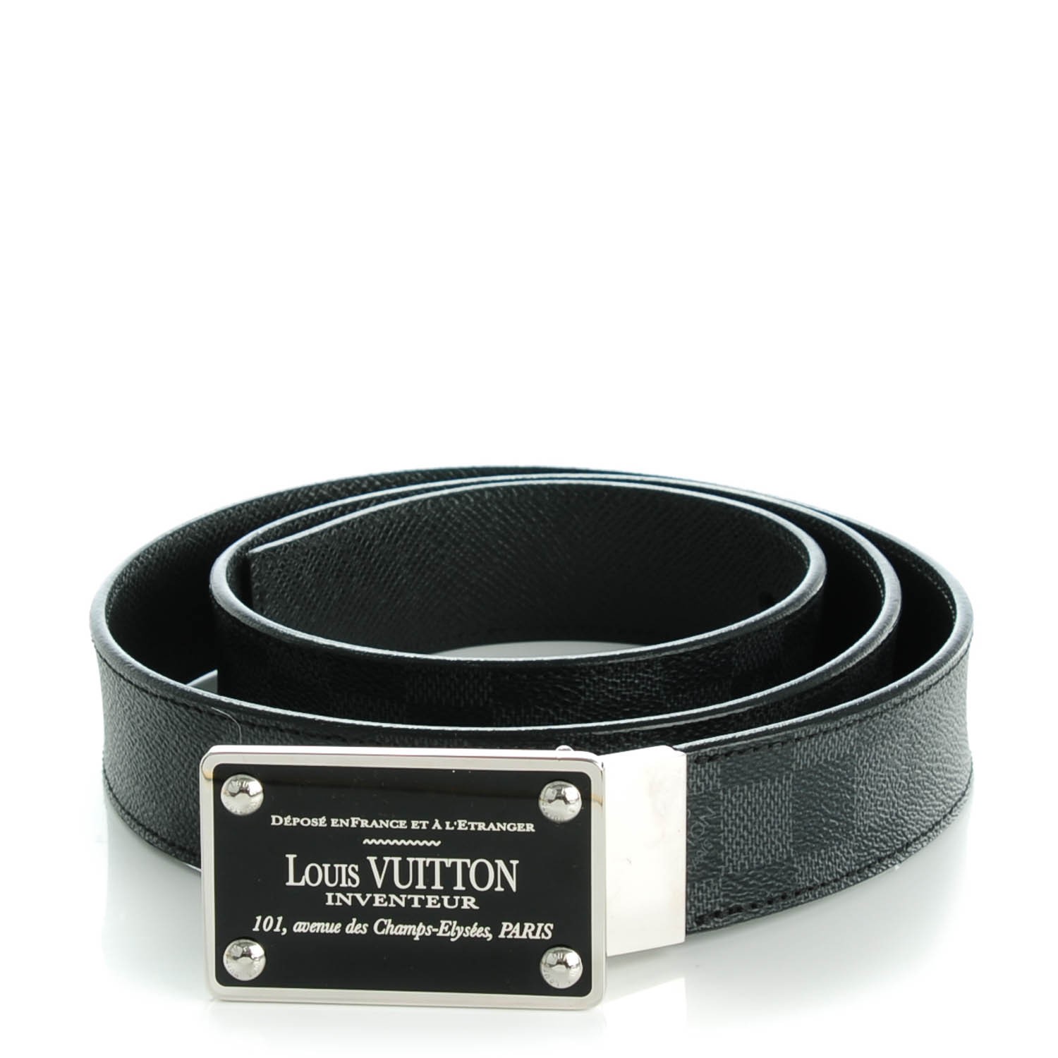 LOUIS VUITTON Damier Graphite 35mm LV Inventeur Reversible Belt 85