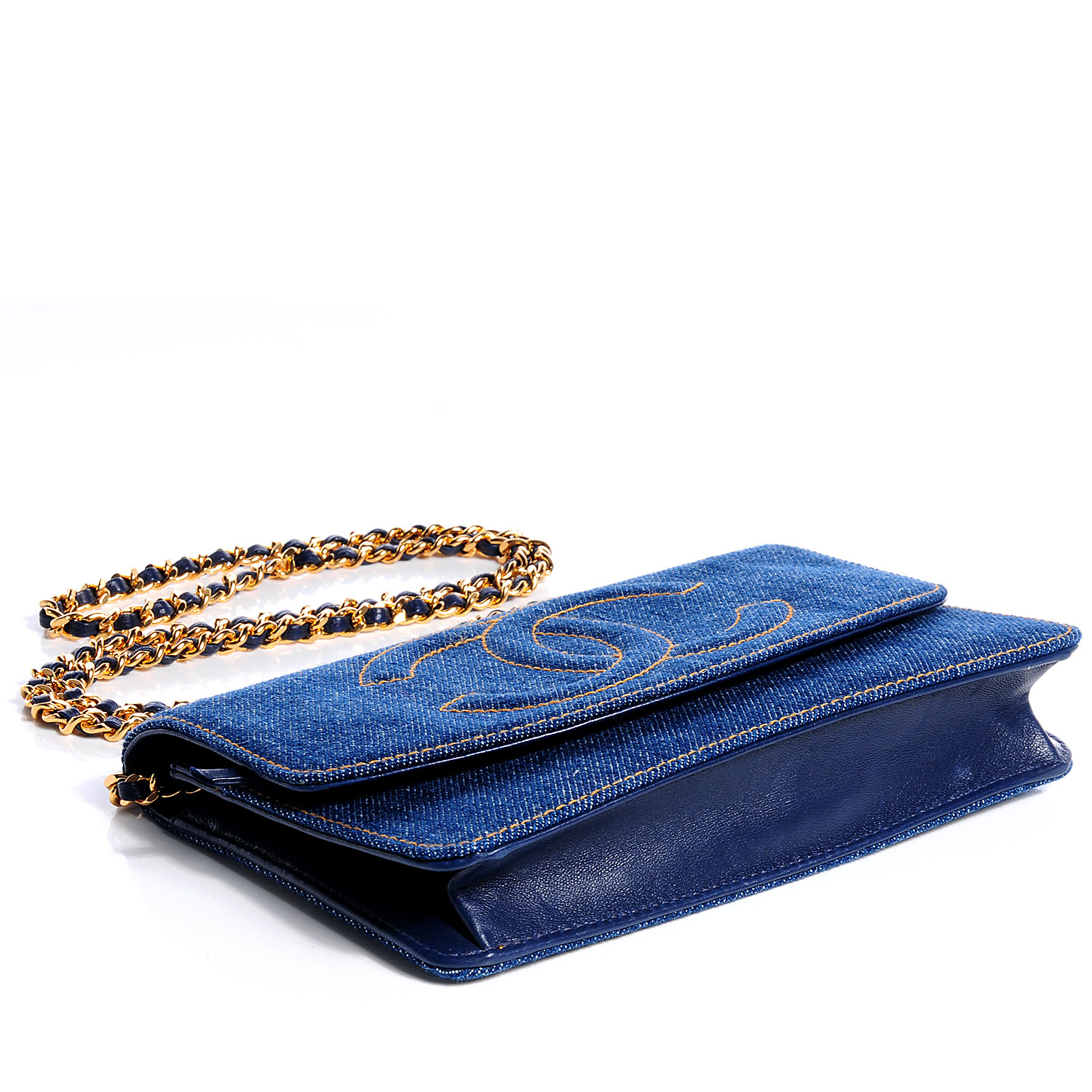 Chanel denim wallet online on chain