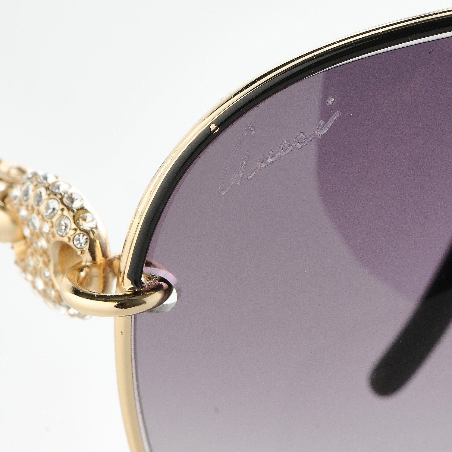 Gucci Aviator Crystal Marina Chain Sunglasses 4230 N S Gold 208310