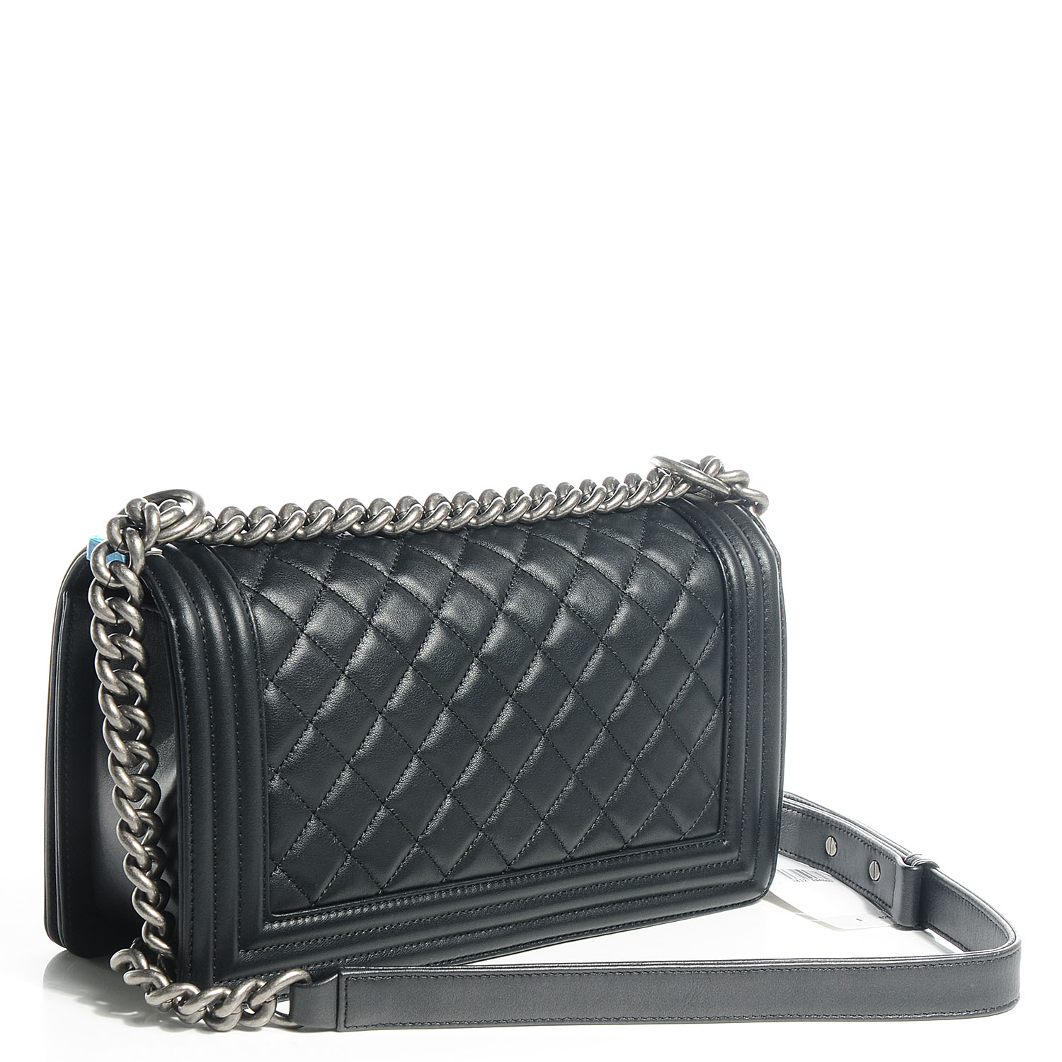 CHANEL Metallic Calfskin Quilted Medium Boy Flap Black 81671