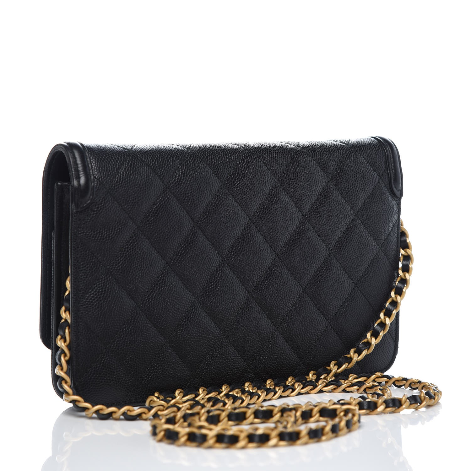 CHANEL Caviar Quilted CC Filigree Wallet On Chain WOC Black 322392