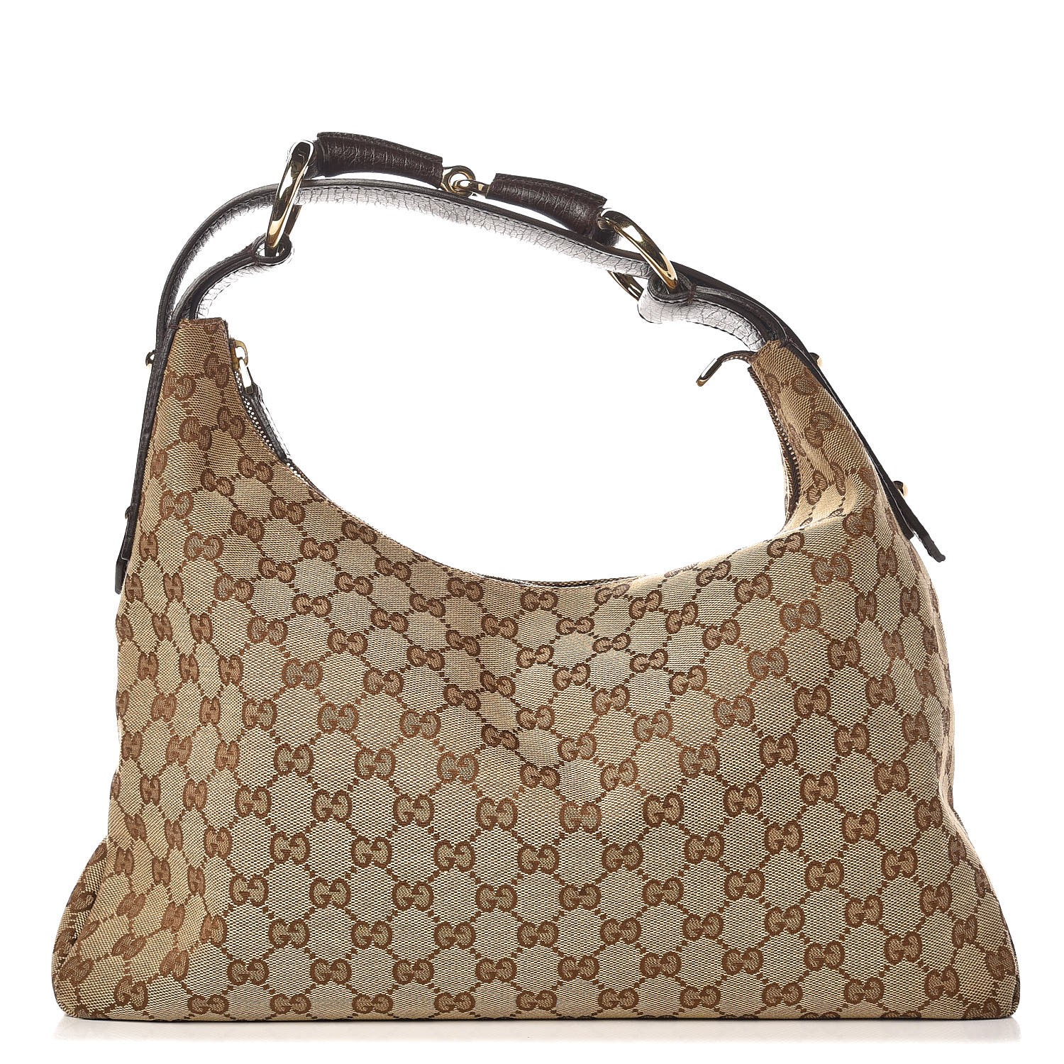 GUCCI Monogram Medium Horsebit Chain Hobo Dark Brown 270970