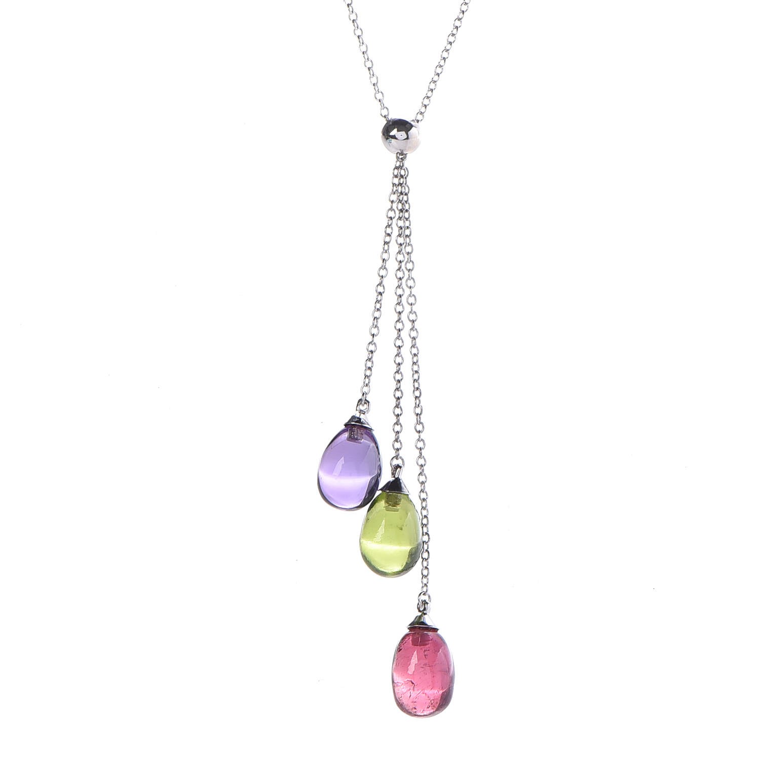 TIFFANY 18K White Gold Amethyst Peridot Pink Tourmaline Rainbow Drops ...