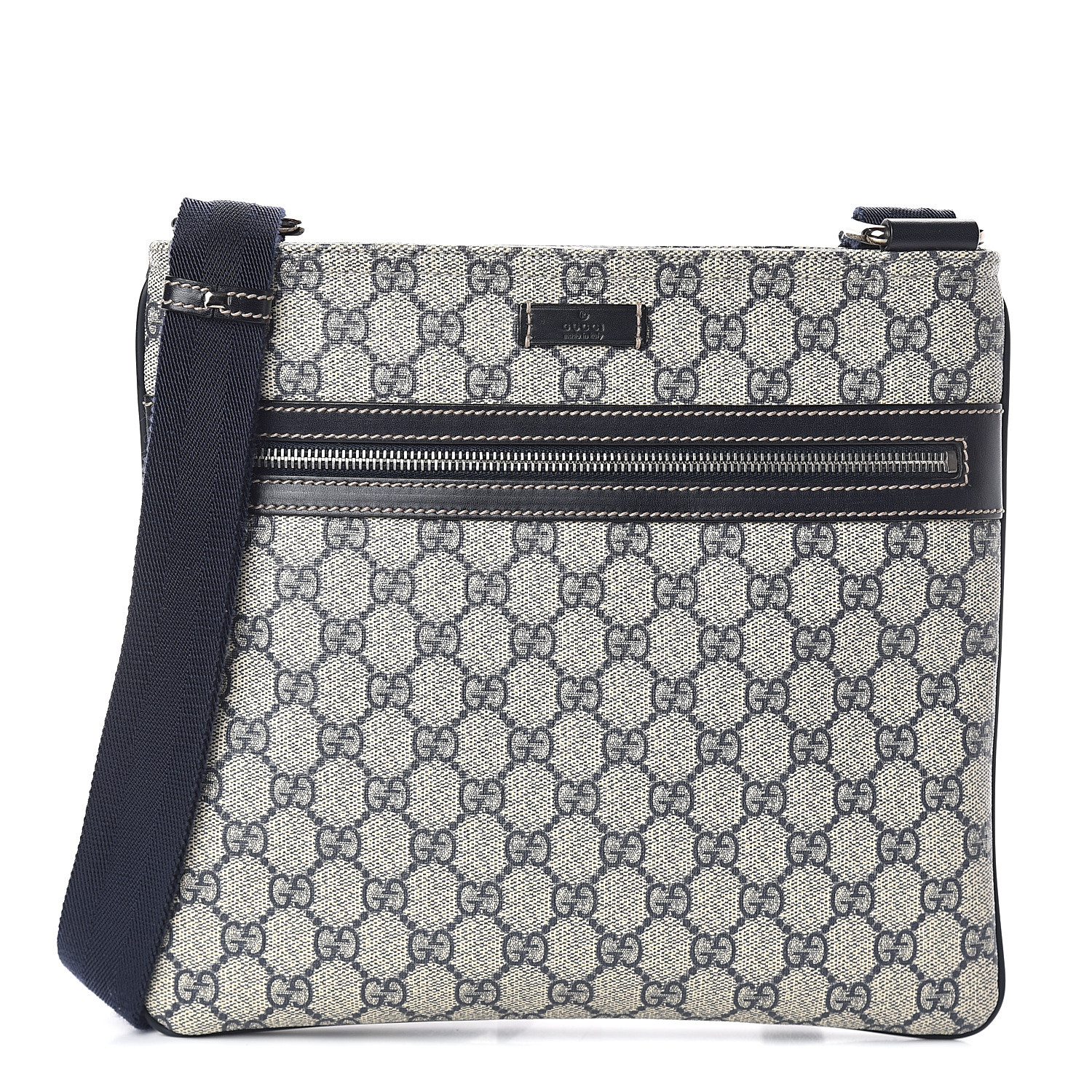 GUCCI GG Supreme Monogram Small Flat Messenger Bag Navy 535161