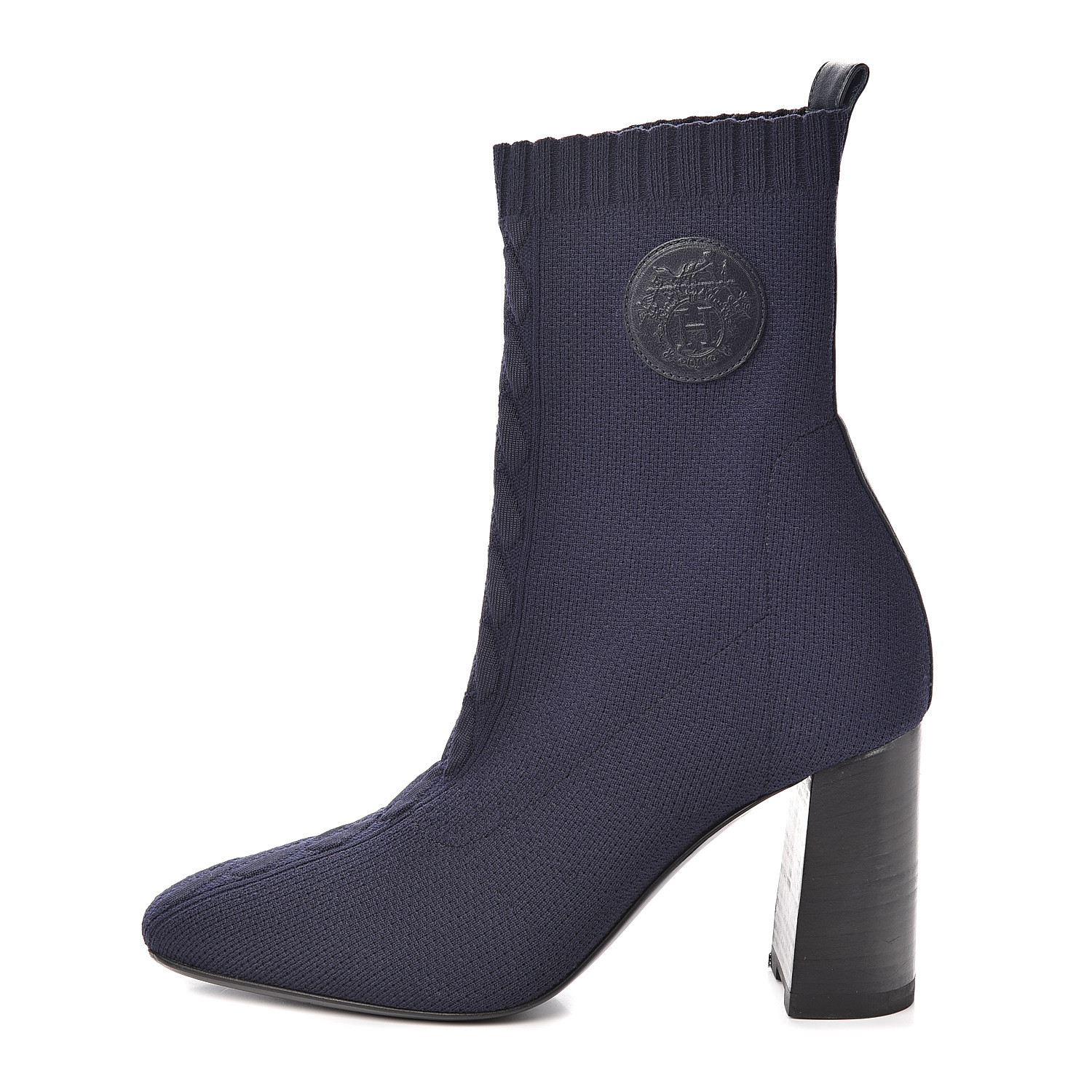 HERMES Knit Calfskin Volver Ankle Boots 