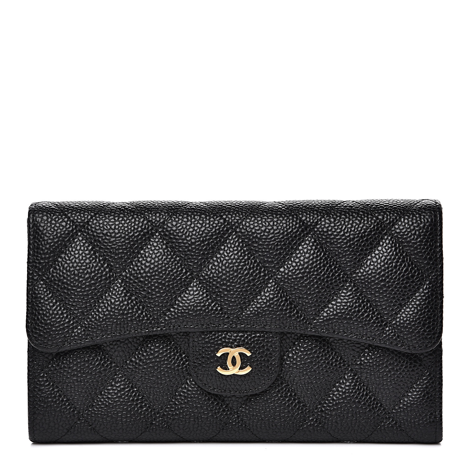 CHANEL Caviar Quilted Large Flap Wallet Black 542291