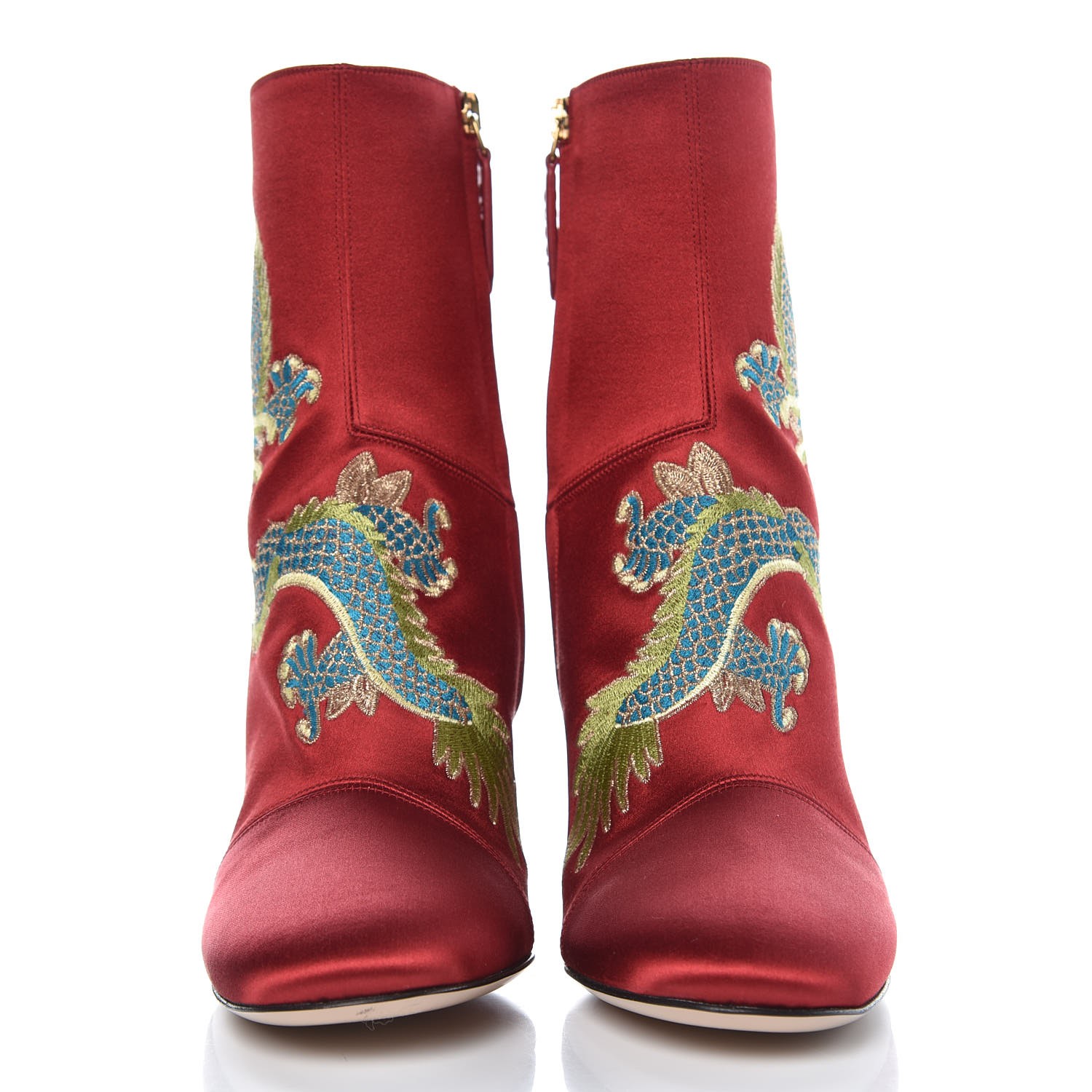 gucci leather embroidered ankle boot