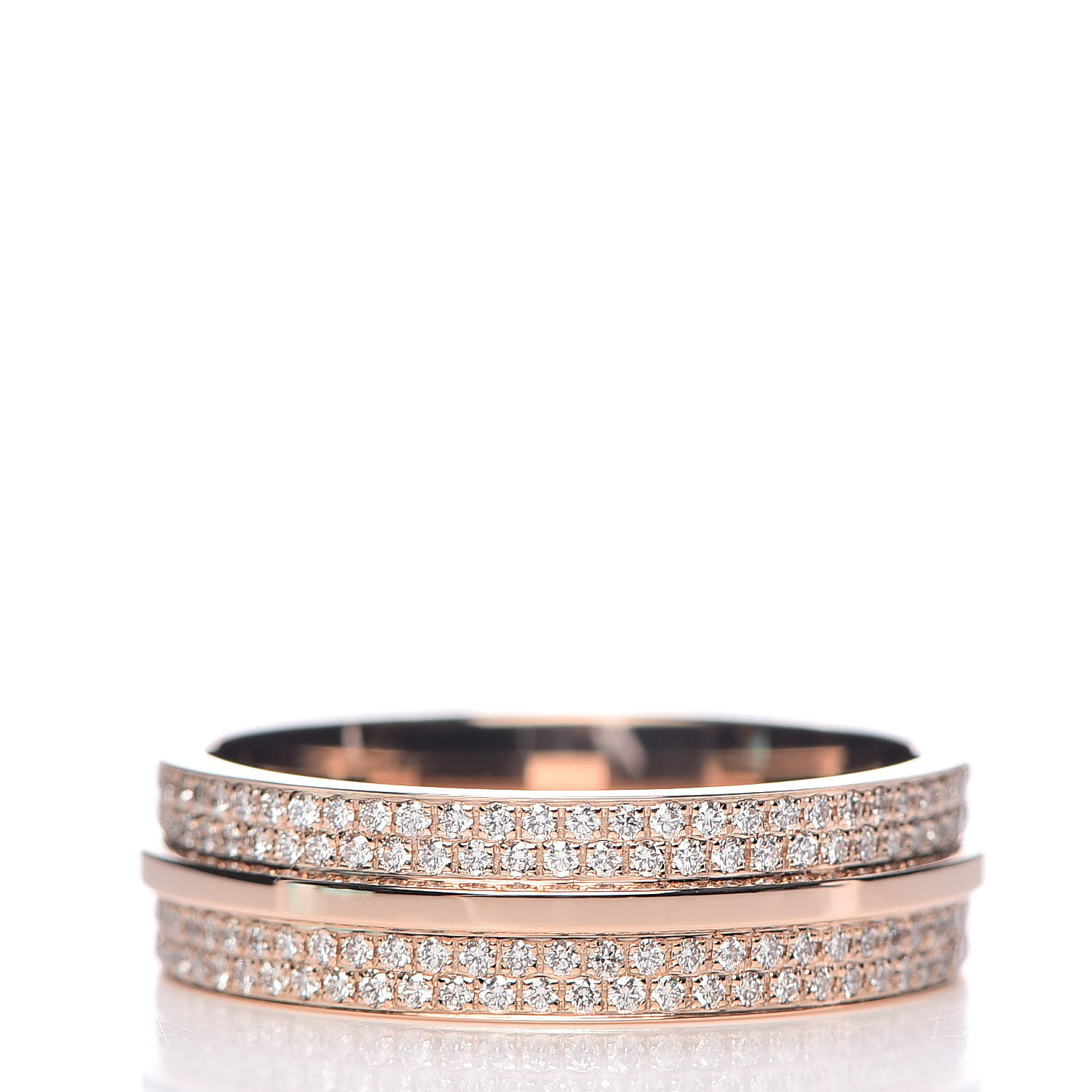 TIFFANY 18K Rose Gold Diamond T Two Band Ring 58 8.5 500432