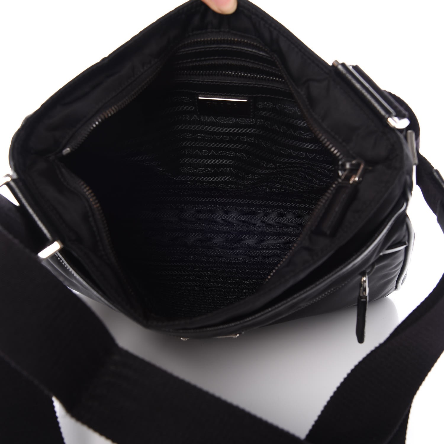 PRADA Tessuto Nylon Saffiano Messenger Bag Nero Black 272874 | FASHIONPHILE