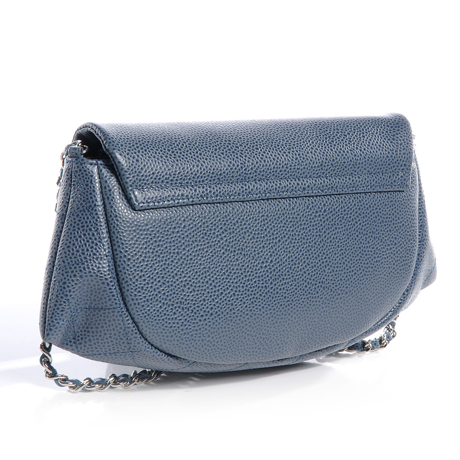 CHANEL Caviar Half Moon Wallet On Chain WOC Blue 61091