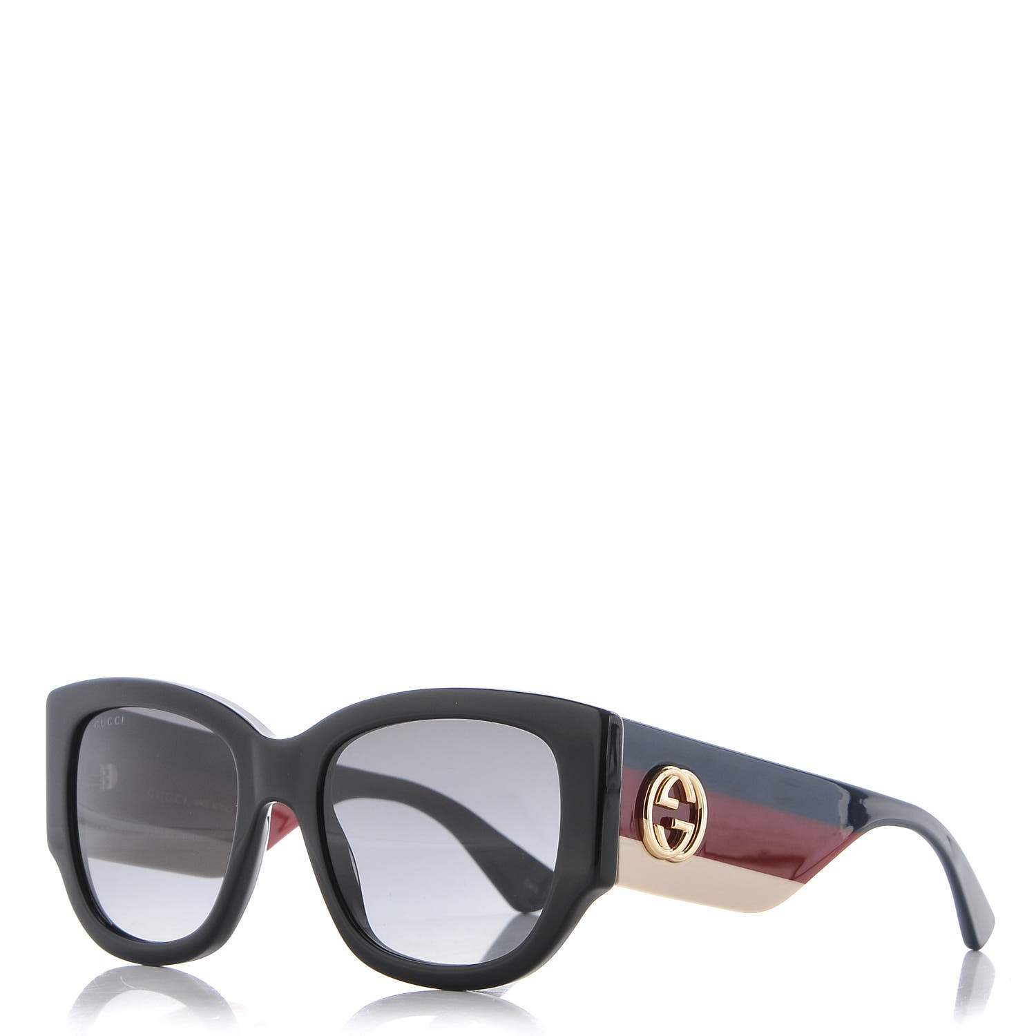 Gucci Acetate Oversized Rectangle Frame Web Sunglasses Gg 0276 S Black