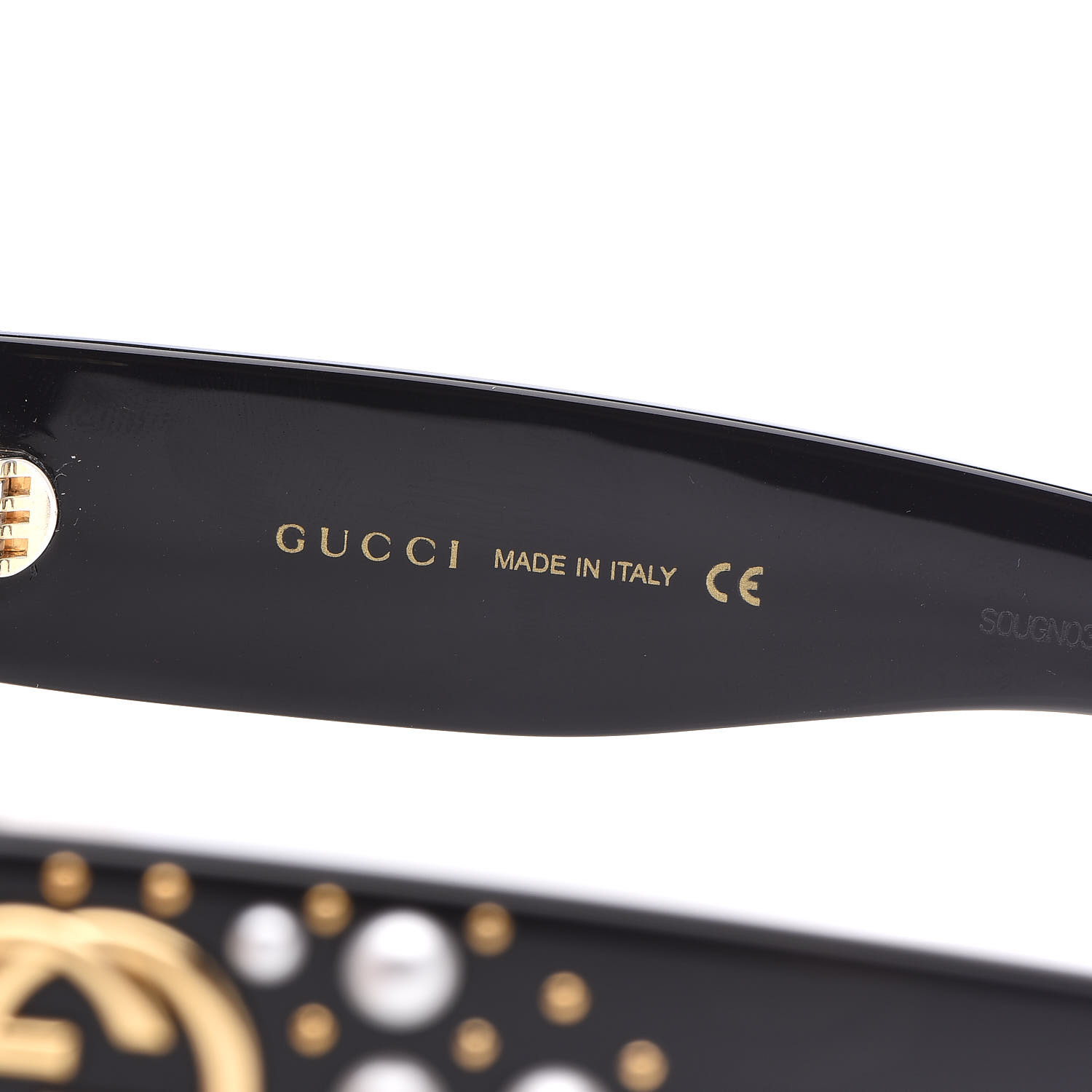 Gucci Acetate Pearl Rectangular Frame Sunglasses Gg0234s Black 433533 