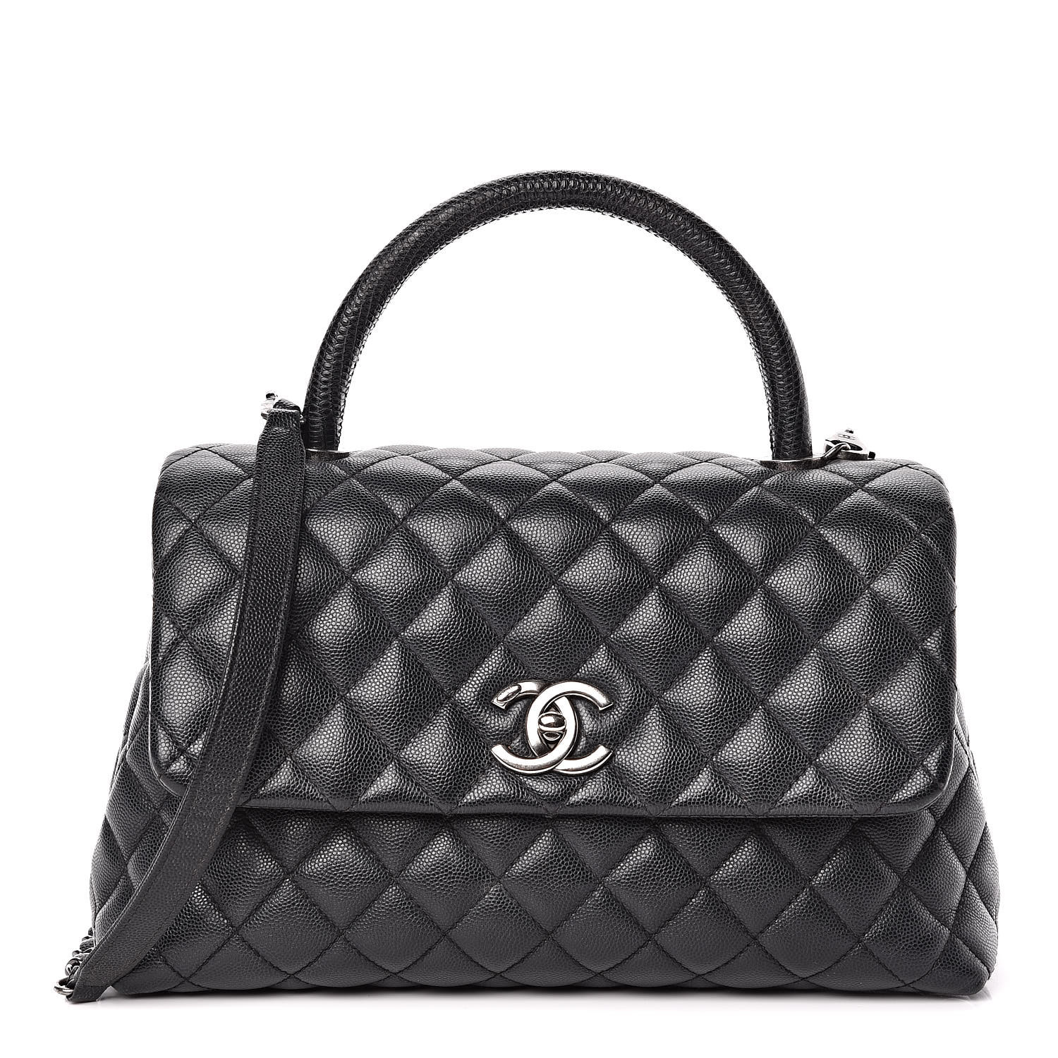 chanel caviar quilted small coco handle flap black